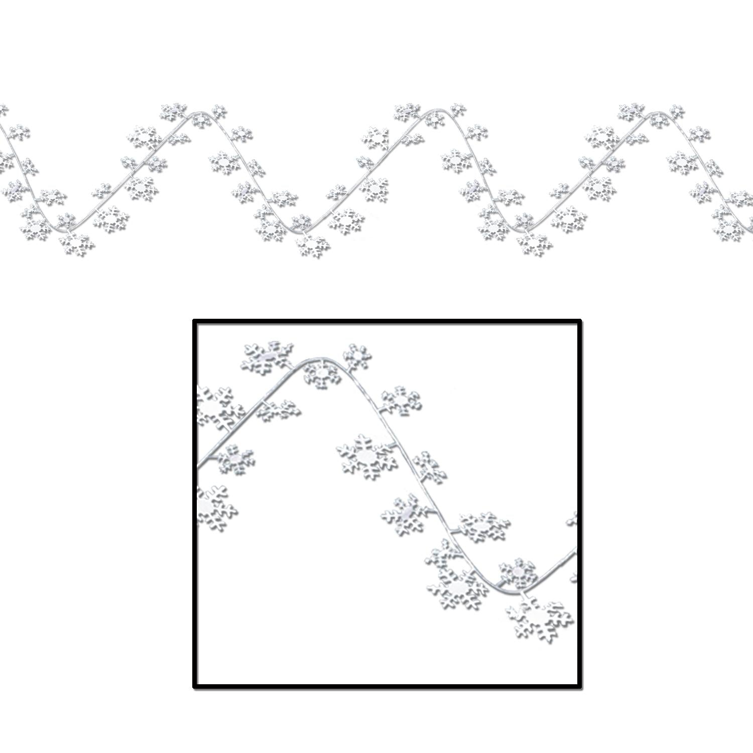 12 Pack Beistle Christmas Gleam 'N Flex Snowflake Garland - Durable Holiday Decor for Indoor/Outdoor Use - Perfect for Tree Trimming, Mantel Decor & Party Backdrops