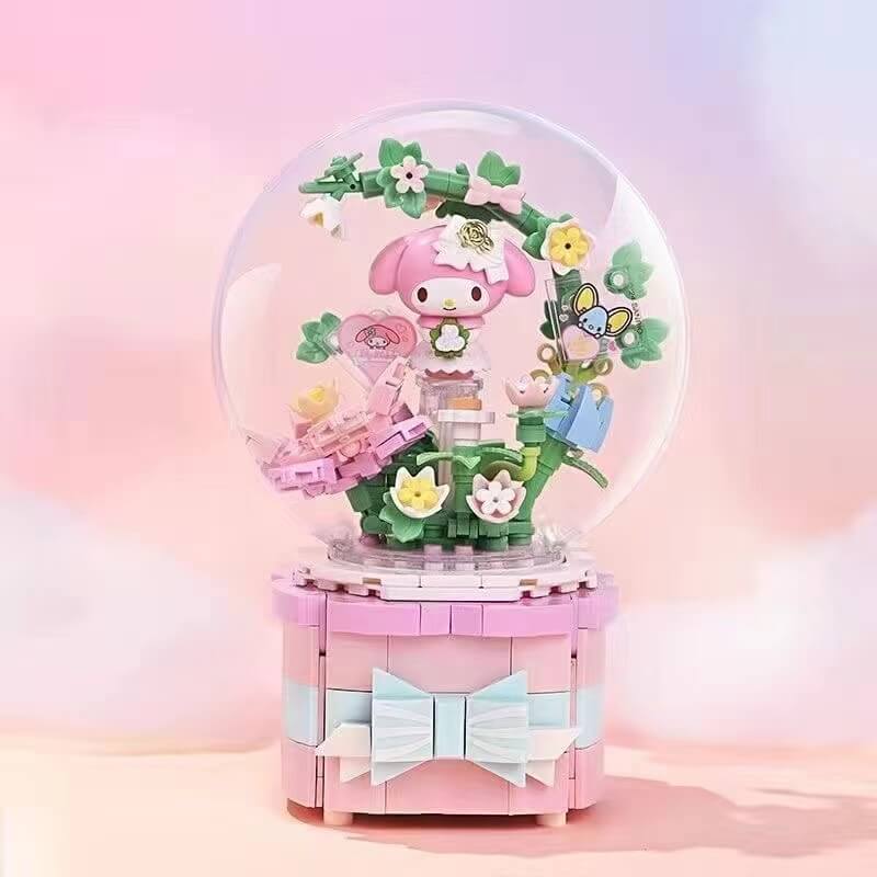 Keeppley Melody and Kuromi Music Box - Cute Sanrio Character DIY Building Blocks Toy with Rotating Music Mechanism - Perfect for Kids Gifts, Room Decor & Collectibles
