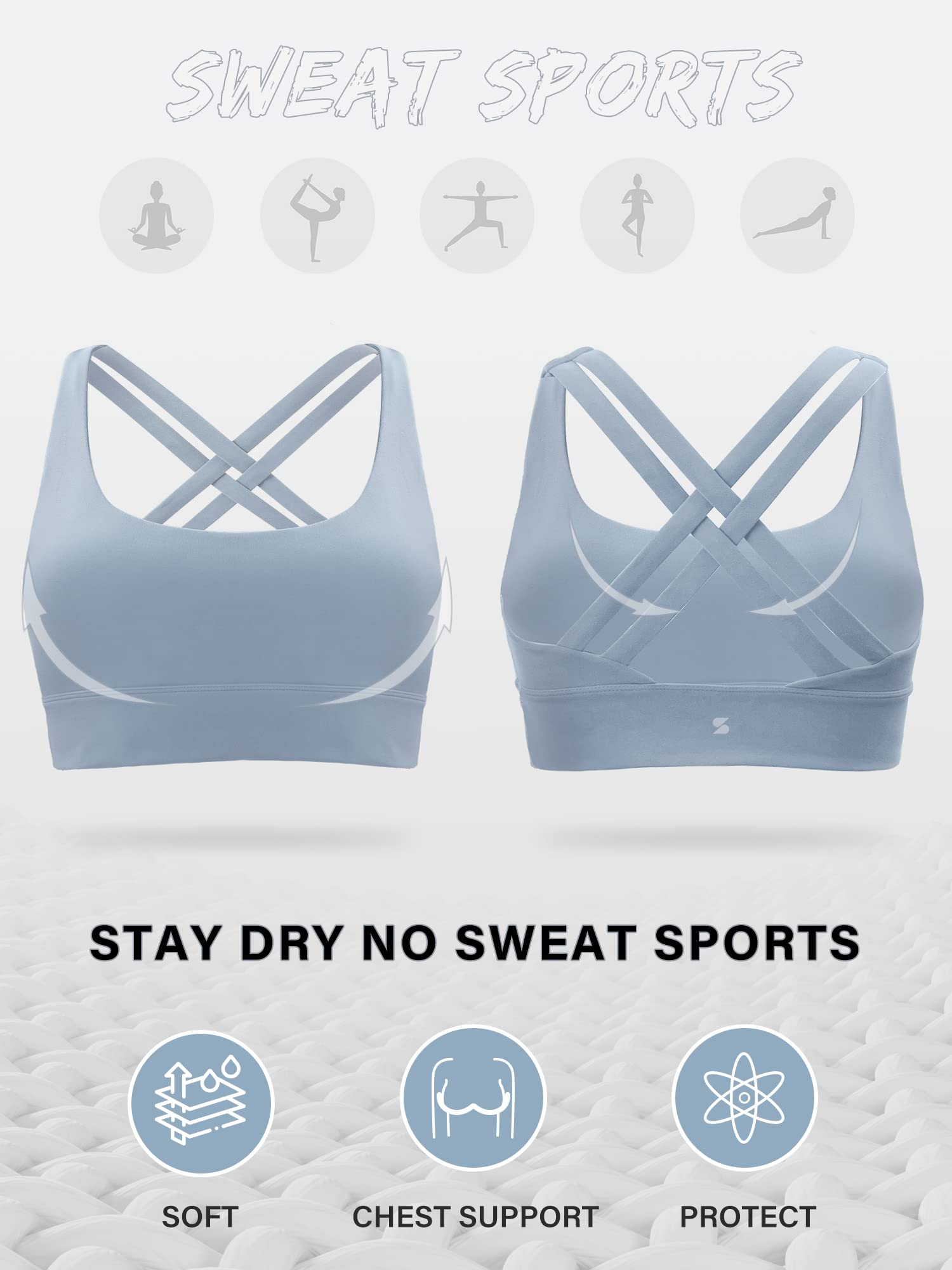 Stelle Women's Strappy Full Coverage Sports Bra - Criss Cross Back Yoga Bra with Padding for Workout & Gym - Perfect for Running, Yoga, and High-Intensity Training