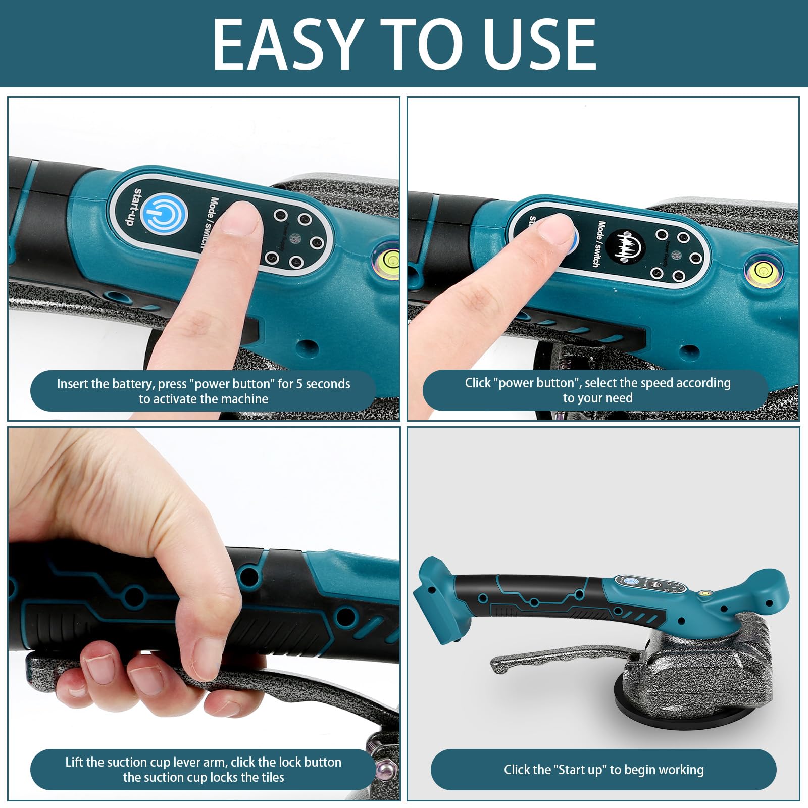 **Makita 18V Cordless Tile Vibration Machine - 5-Speed Adjustable with Suction Cup, Auto-Leveling, Digital Display & Lock - Handheld Tile Tiling Tool for Floors & Walls (Battery Not Included)**