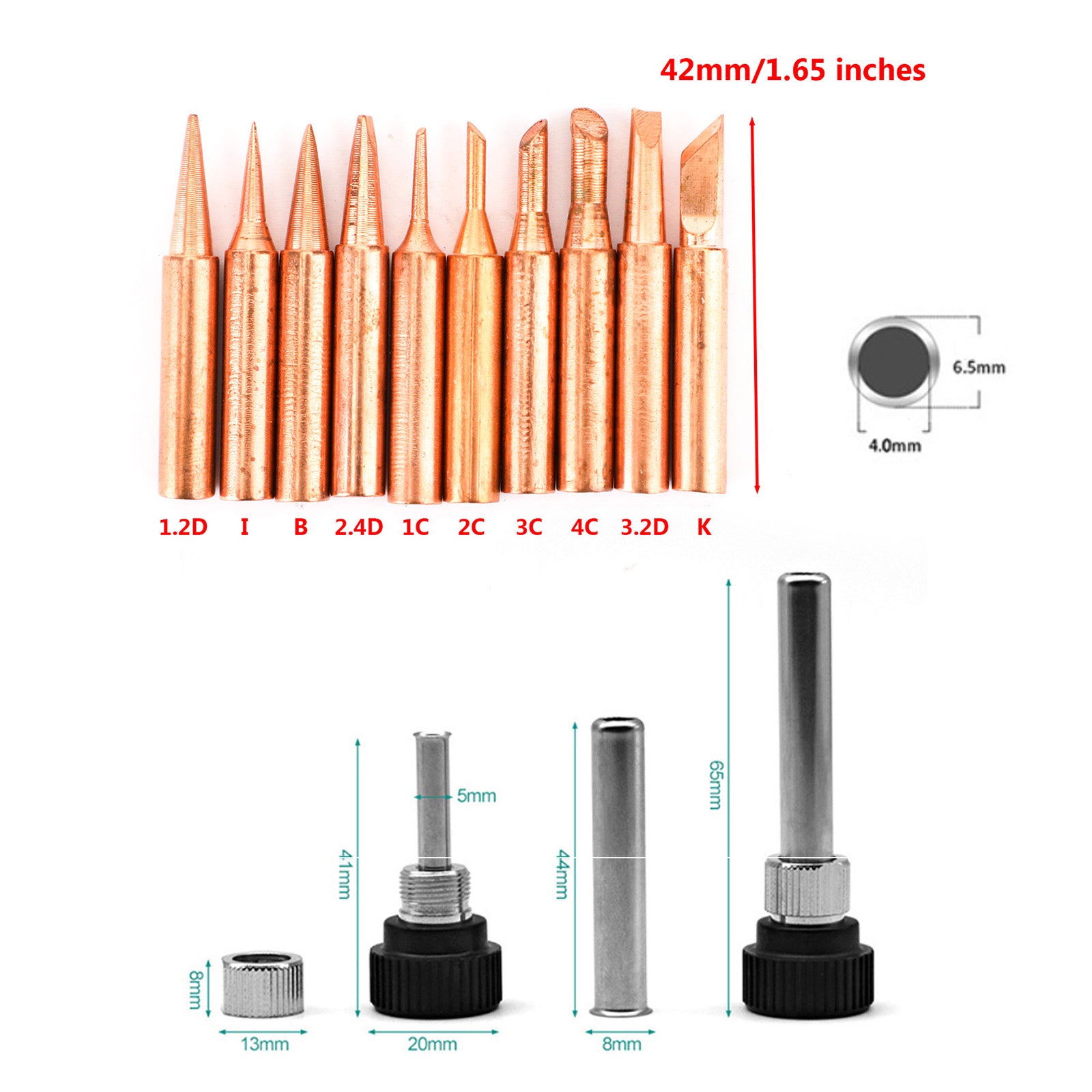 10-Piece 900M High-Performance Soldering Iron Tip Set - Pure Copper Solder Tips with Iron Casing for Electronics Repair, DIY Projects & Jewelry Making