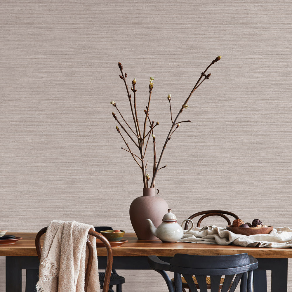 Self-Adhesive Faux Grasscloth Wallpaper - Horizontal Textured Peel & Stick Wallpaper for Living Room, Bedroom, and Office Decor