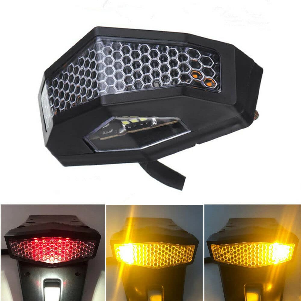 12V LED Universal Motorcycle Integrated Brake Tail Light with Turn Signals & License Plate Lamp - Compatible with Honda, Street Bikes & Scooters - Perfect for Night Riding, Safety Enhancement & Custom Builds