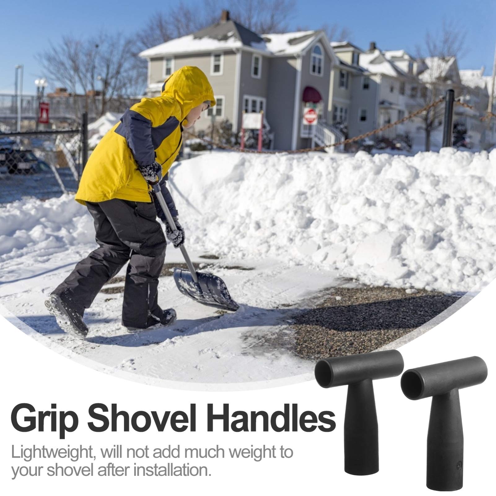 Cabilock 2-Piece T-Shaped Plastic Snow Shovel Grip Handle - Replacement Handles for Garden Spades & Forks - Durable Digging & Raking Tool for Gardening, Landscaping & Snow Removal