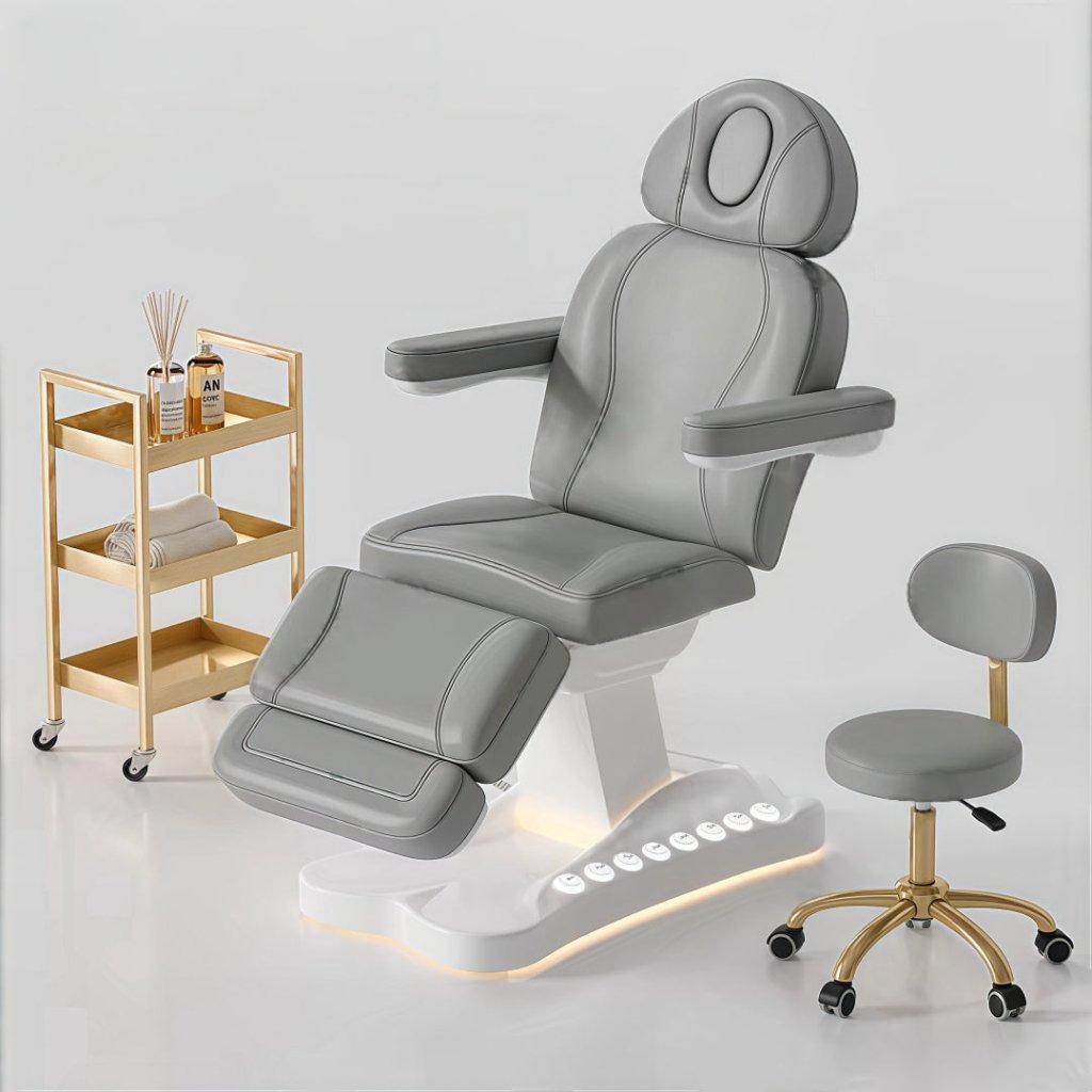Greenlife® CarryAll 4 Motors Electric Facial Bed SPA Massage Chair with Silicone Leather - Large Foot Control Buttons & Handheld Remote - Perfect for Salon, Spa & Home Relaxation