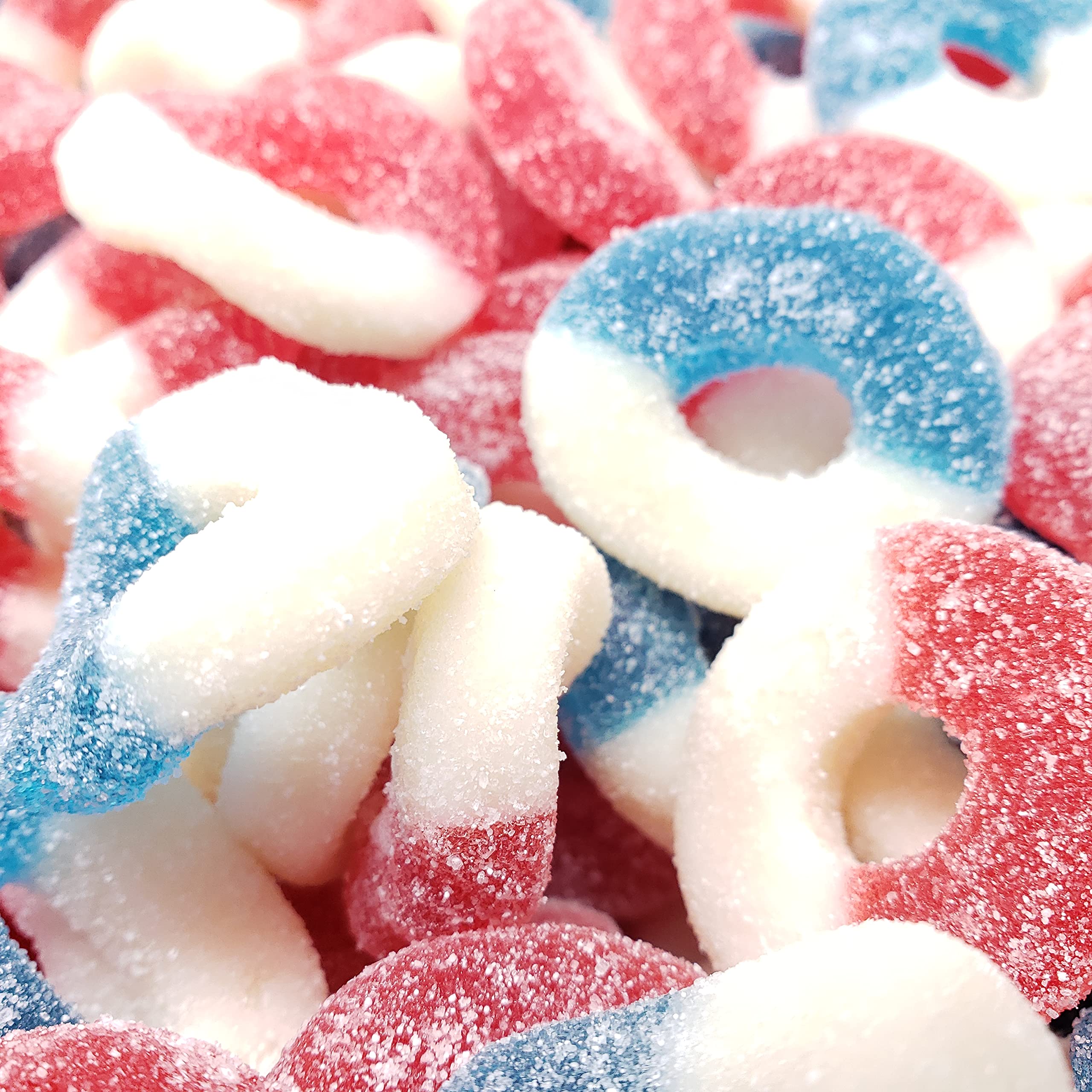 Red White & Blue Freedom Gummy Rings - Patriotic Candy Bulk 1 lb Bag - Perfect for 4th of July, Memorial Day & Independence Day Celebrations
