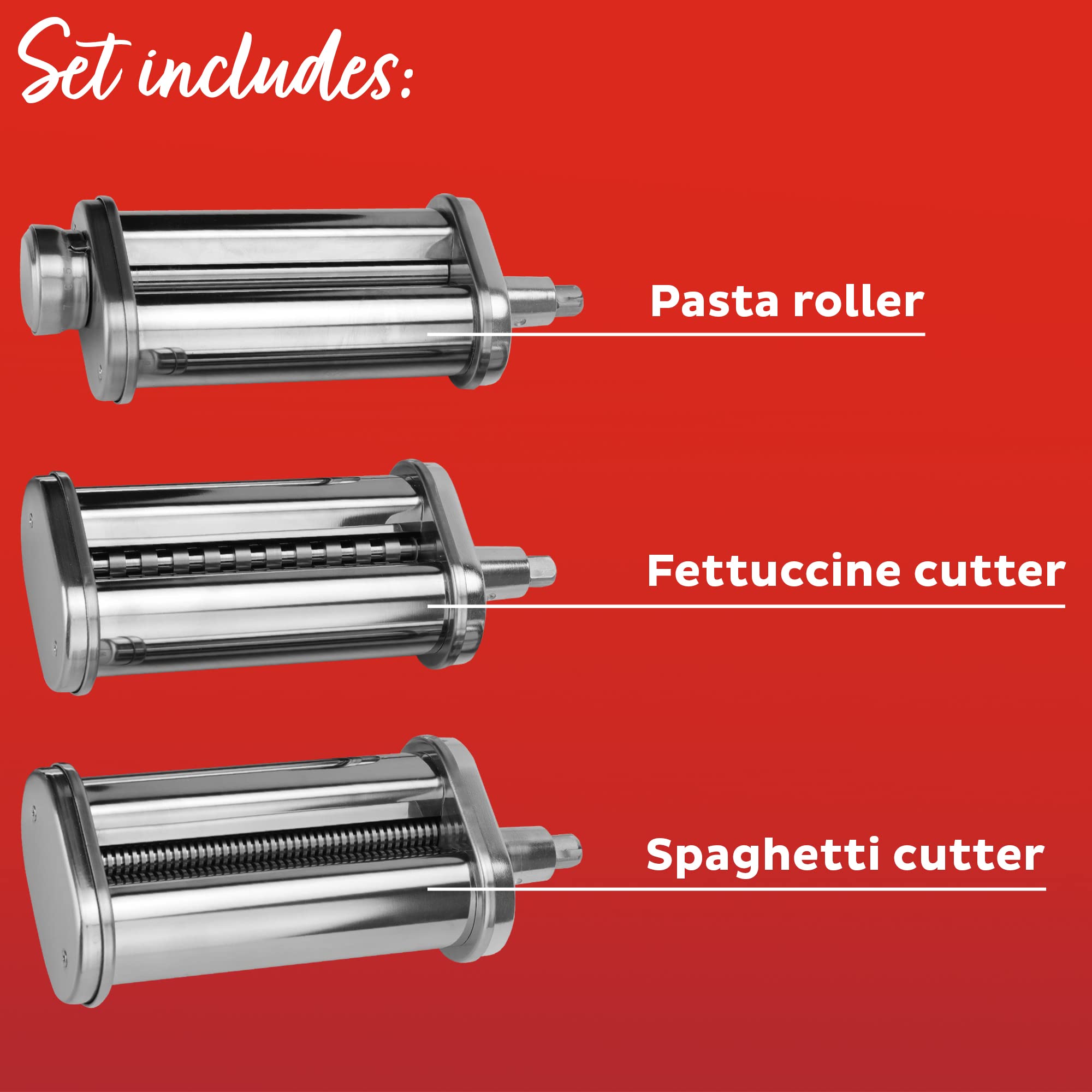 Instant Pot Pasta Maker Attachment for Stand Mixer Pro - Includes Pasta Roller, Fettuccine & Spaghetti Cutters | Perfect for Homemade Pasta, Italian Dinners & Family Cooking