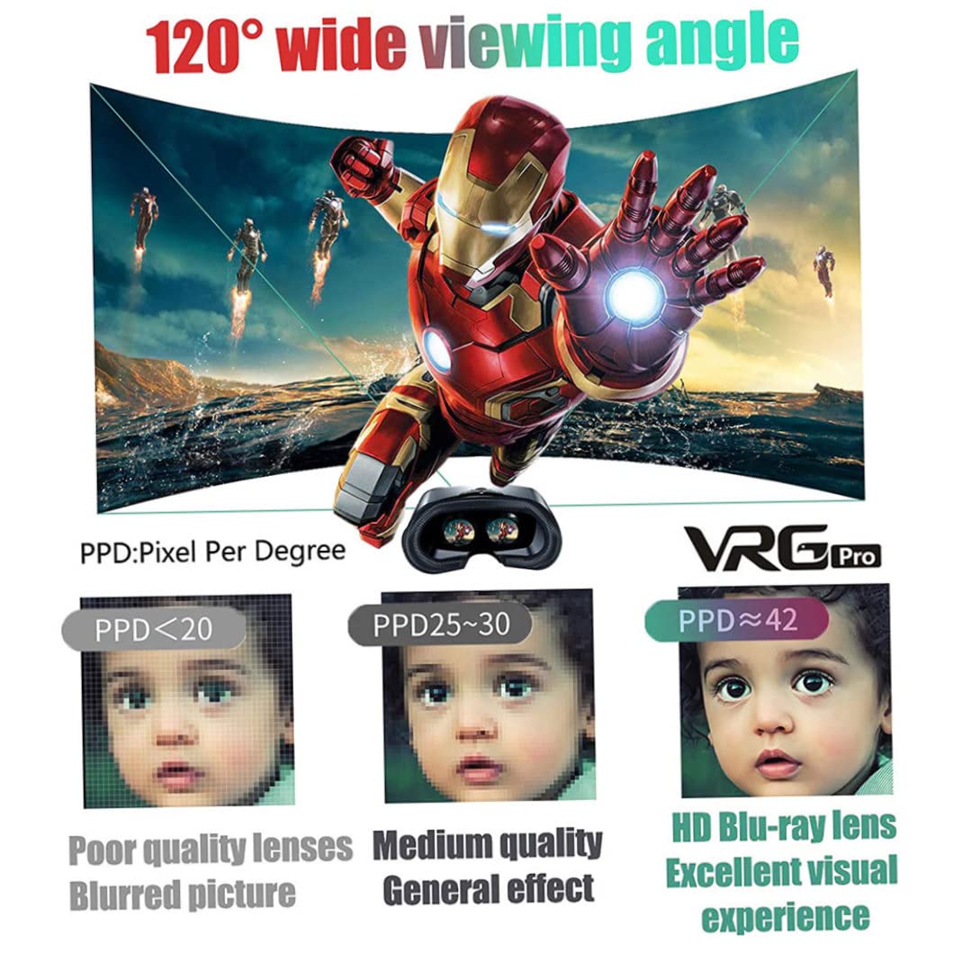 Tadoiooy VR Headset 3D Virtual Reality Glasses - Comfortable Adjustable Distance with Remote Control for 3D Movies & Gaming - Black Smartphone VR Headset - Perfect for Home Entertainment & Immersive Gaming Experience