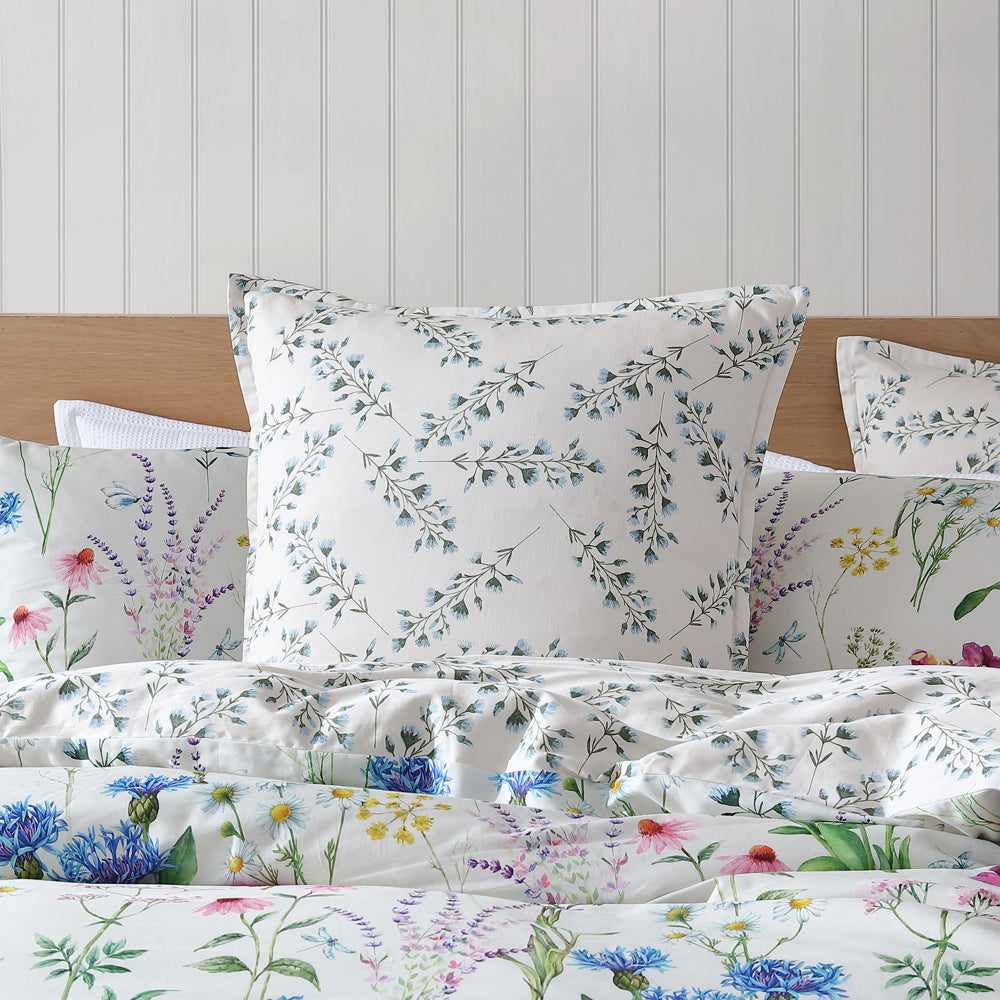 Floriana Ivory European Pillowcase - 100% Cotton Luxury Bedding for Master Bedroom & Guest Room Decor - Soft & Breathable Pillow Cover for Home, Hotel, and Airbnb Styling