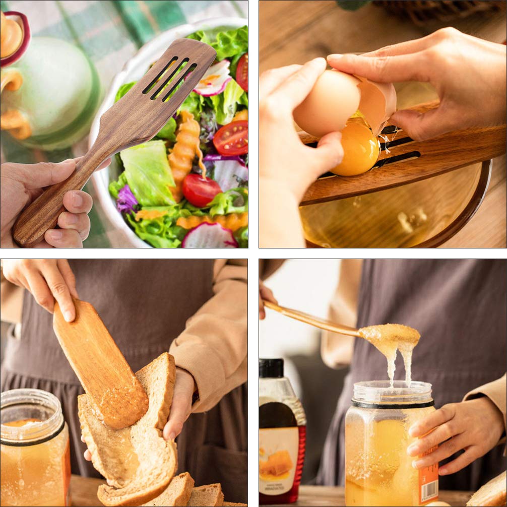 Wooden Spatula Set - 5pcs Heat-Resistant Cookware for Non-Stick Cooking & Baking