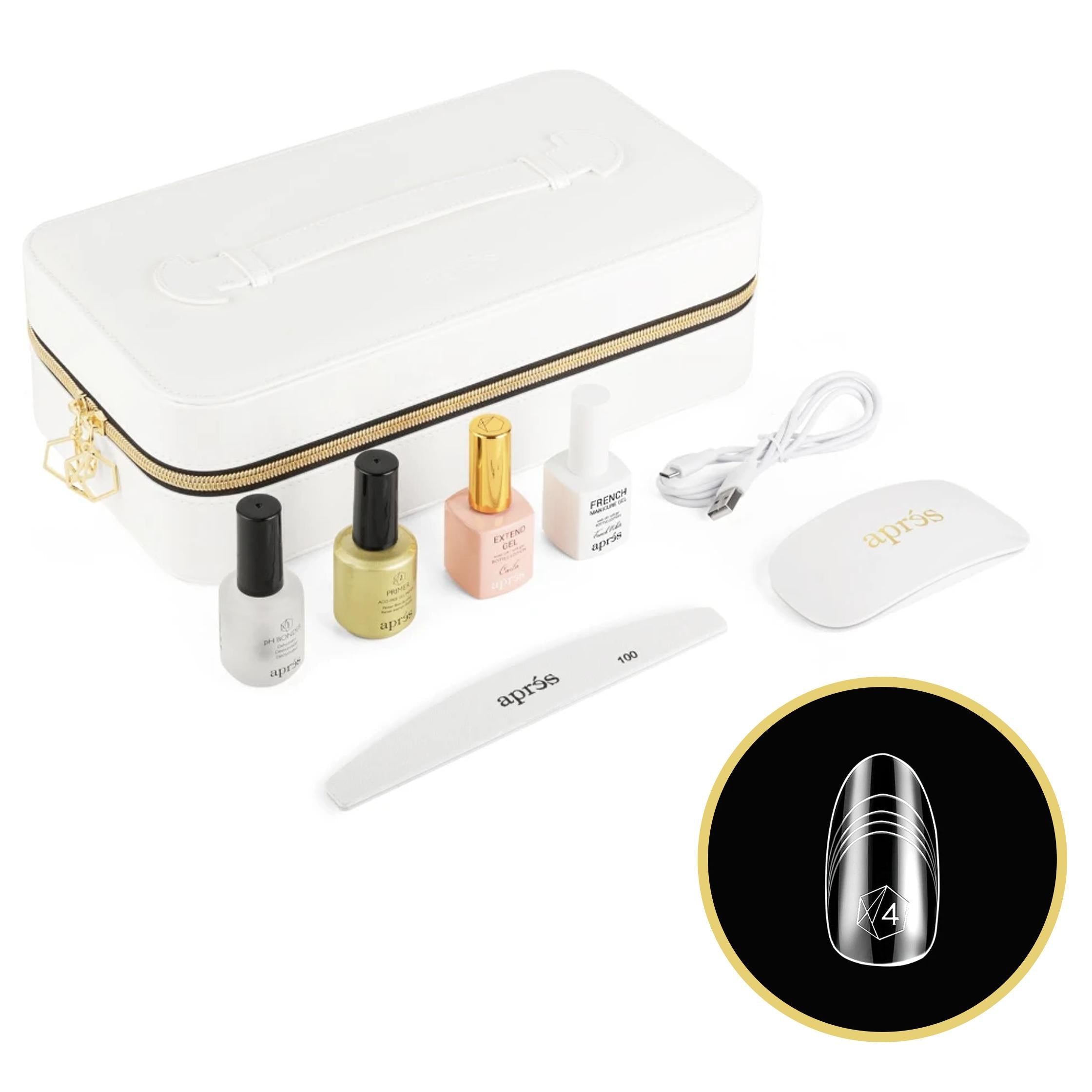Apres French Manicure Gel X Kit - Natural Round Short Nail Tips (330 Pcs) | DIY Salon-Quality Nails at Home for Weddings, Parties & Everyday Wear