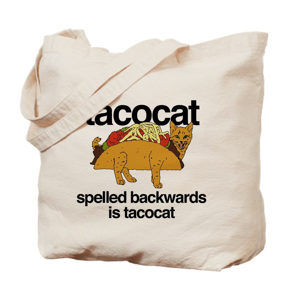 Tacocat Spelled Backwards Natural Canvas Tote Bag - Eco-Friendly Reusable Grocery Shopping Bag for Women, Beach, Work & Farmers Market