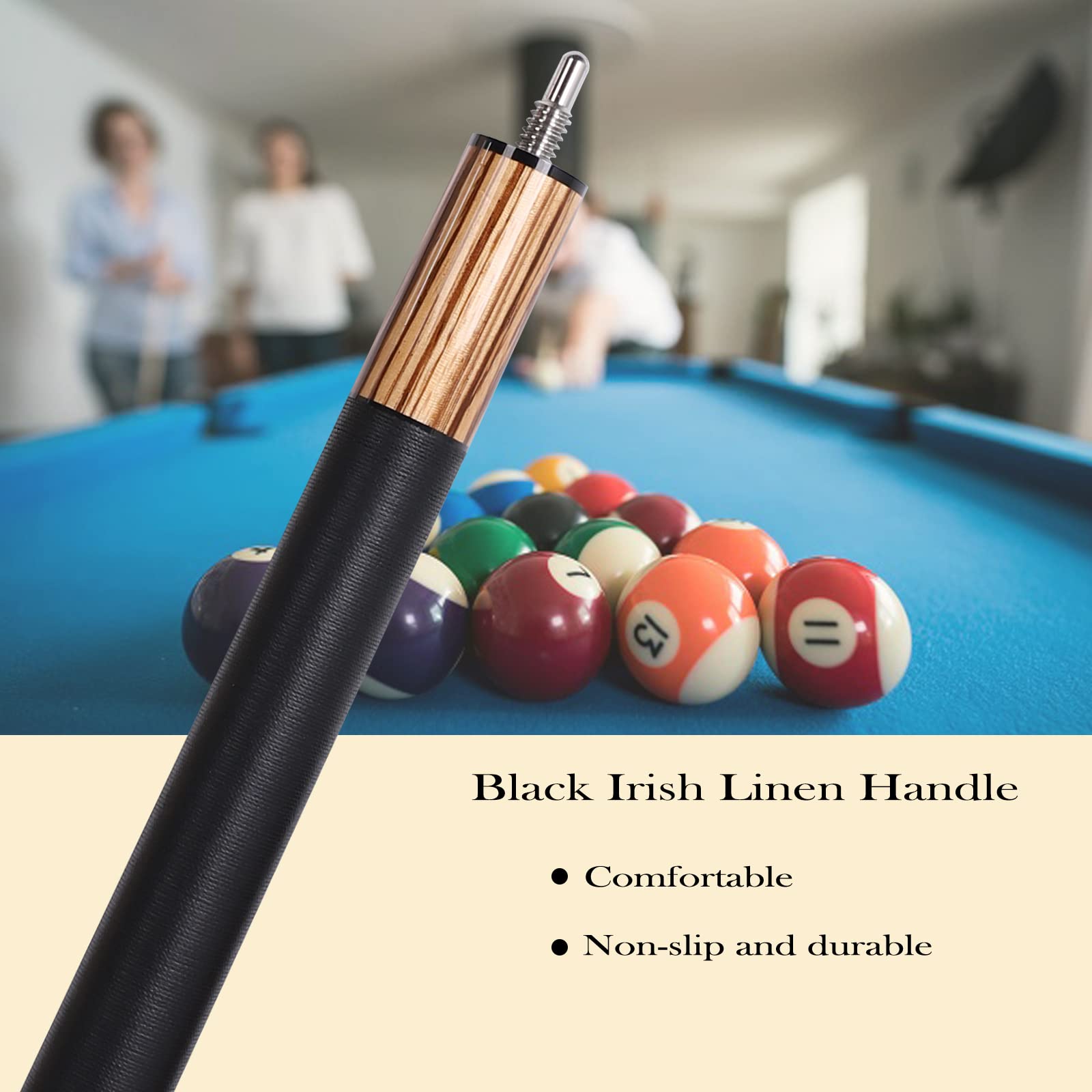 Heavy Hitter 3-Piece Jump Break Pool Cue Stick - 23oz Zebra Wood Pool Cue for Powerful Breaks & Jump Shots | Perfect for Professional & Recreational Billiards Players
