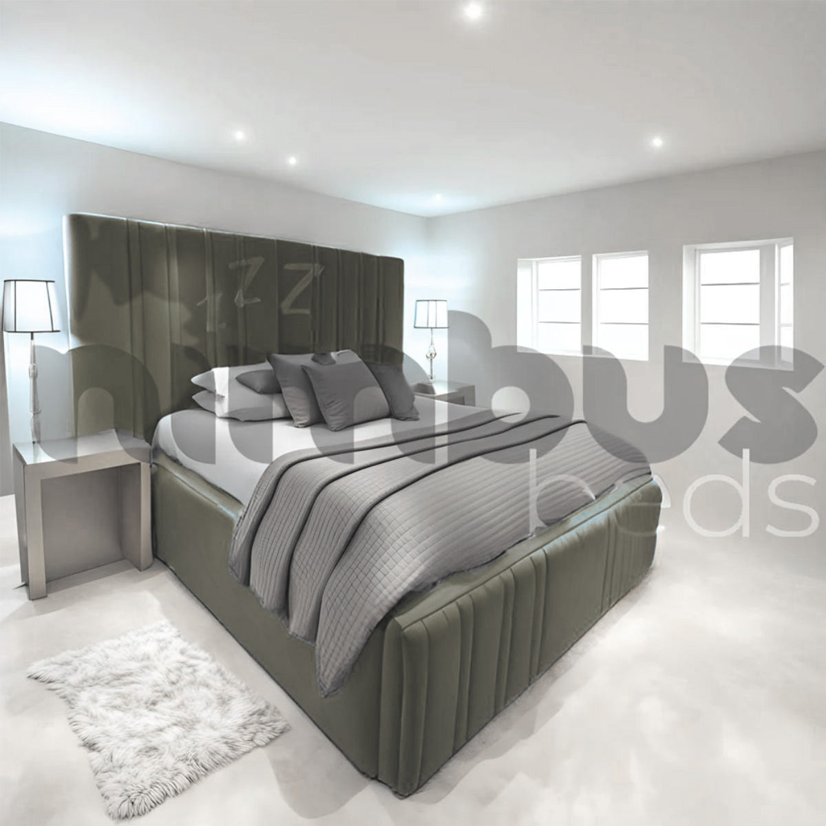 Luxury Kasia Bed Frame - Queen Size Platform Bed with Upholstered Headboard, Sturdy Metal Frame & Easy Assembly for Modern Bedroom Decor | Perfect for Master Bedrooms, Guest Rooms & Apartments