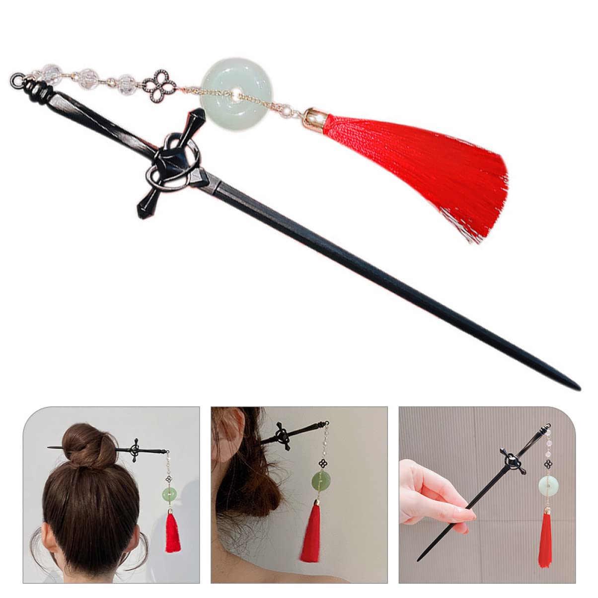 Beaupretty Women's Hair Stick with Tassel - Elegant Chignon Bun Hairpin, Chinese Sword Style Hair Accessory for Girls & Women | Perfect for Weddings, Cosplay, and Traditional Hairstyles