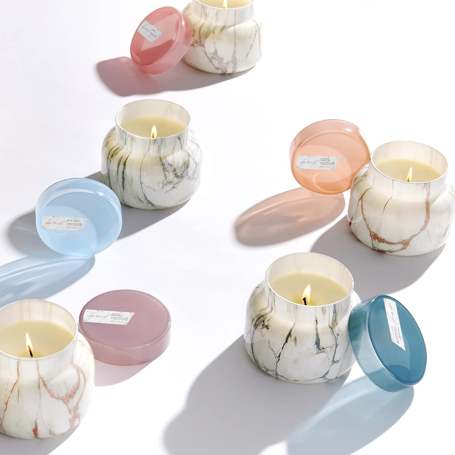 Capri Blue Candles - Modern Marble Jar Soy Candles 19oz - Luxury Home Fragrance Candles with Volcano Scent - Long Lasting Scented Candles for Living Room, Bedroom & Bathroom Decor