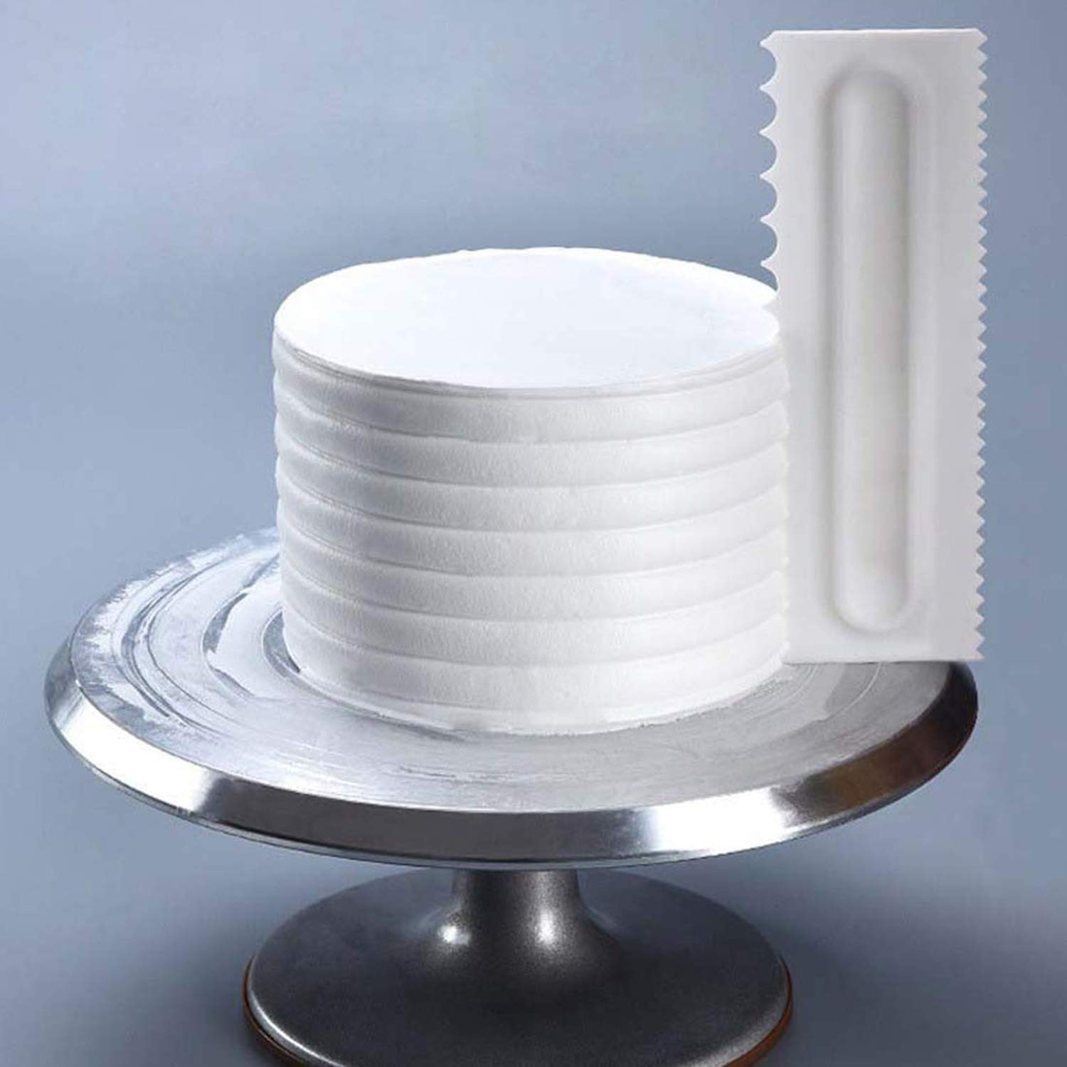 Hofumix 4-Piece Cake Scraper Set - Stainless Steel Cake Decorating Comb, Icing Smoother, Cake Edge Tool & Cream Spatula for Professional Baking, Cake Decorating & DIY Kitchen Use - Perfect for Birthday Cakes, Wedding Cakes & Home Baking Projects