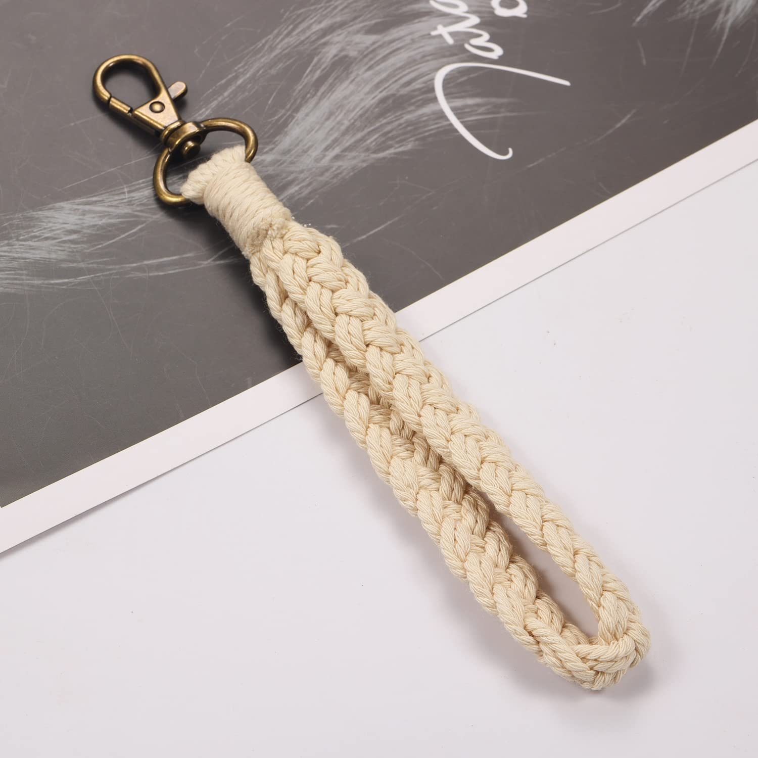 XGALBLA Soft Macrame Keychain - Boho Handmade Wristlet Bracelet & Keychain Holder for Women - Country Style Wrist Lanyard - Perfect for Keys, ID Cards, and Everyday Carry Accessories