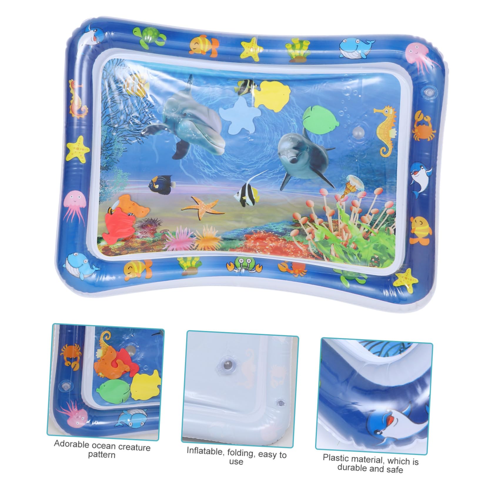 **Toyvian 3-Piece Water Cushion Play Mat for Babies - Non-Toxic Blue Plastic Sensory Play Mat for Toddlers - Perfect for Indoor & Outdoor Water Play, Tummy Time, and Sensory Development**