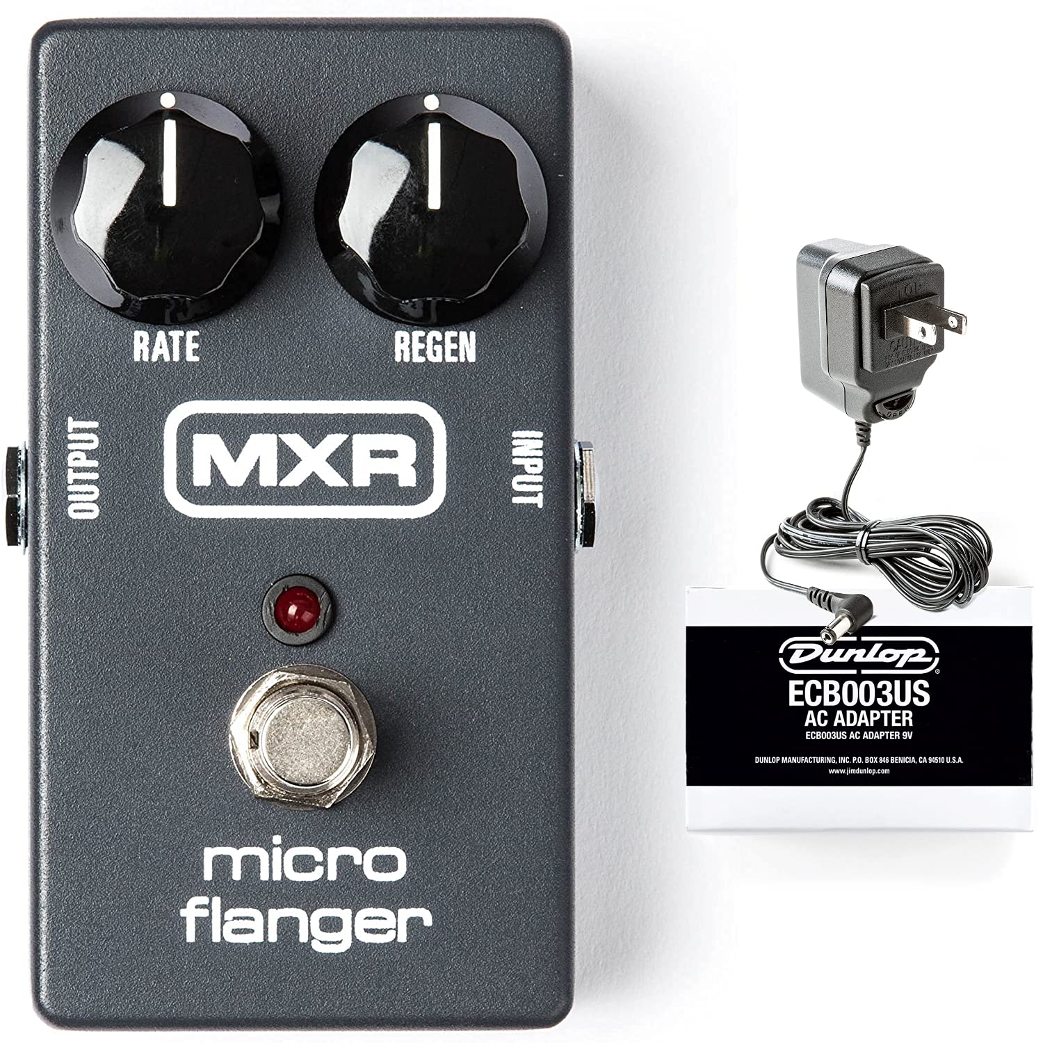 MXR M152 Micro Flanger Pedal Bundle with Dunlop ECB003 Power Supply - Professional Guitar Effects Pedal for Studio & Live Performance