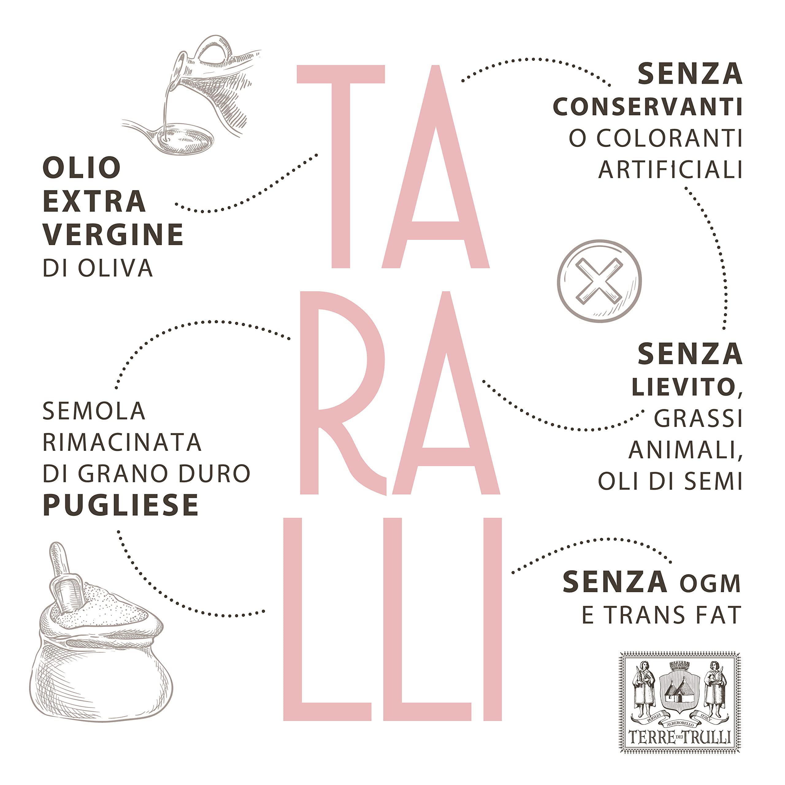 Terre Dei Trulli Taralli Pugliesi with Extra Virgin Olive Oil - 3 Pack (250g Each) | Authentic Italian Healthy Snacks | Perfect for Office, Travel & Quick Meals | Gluten-Free & Vegan Friendly