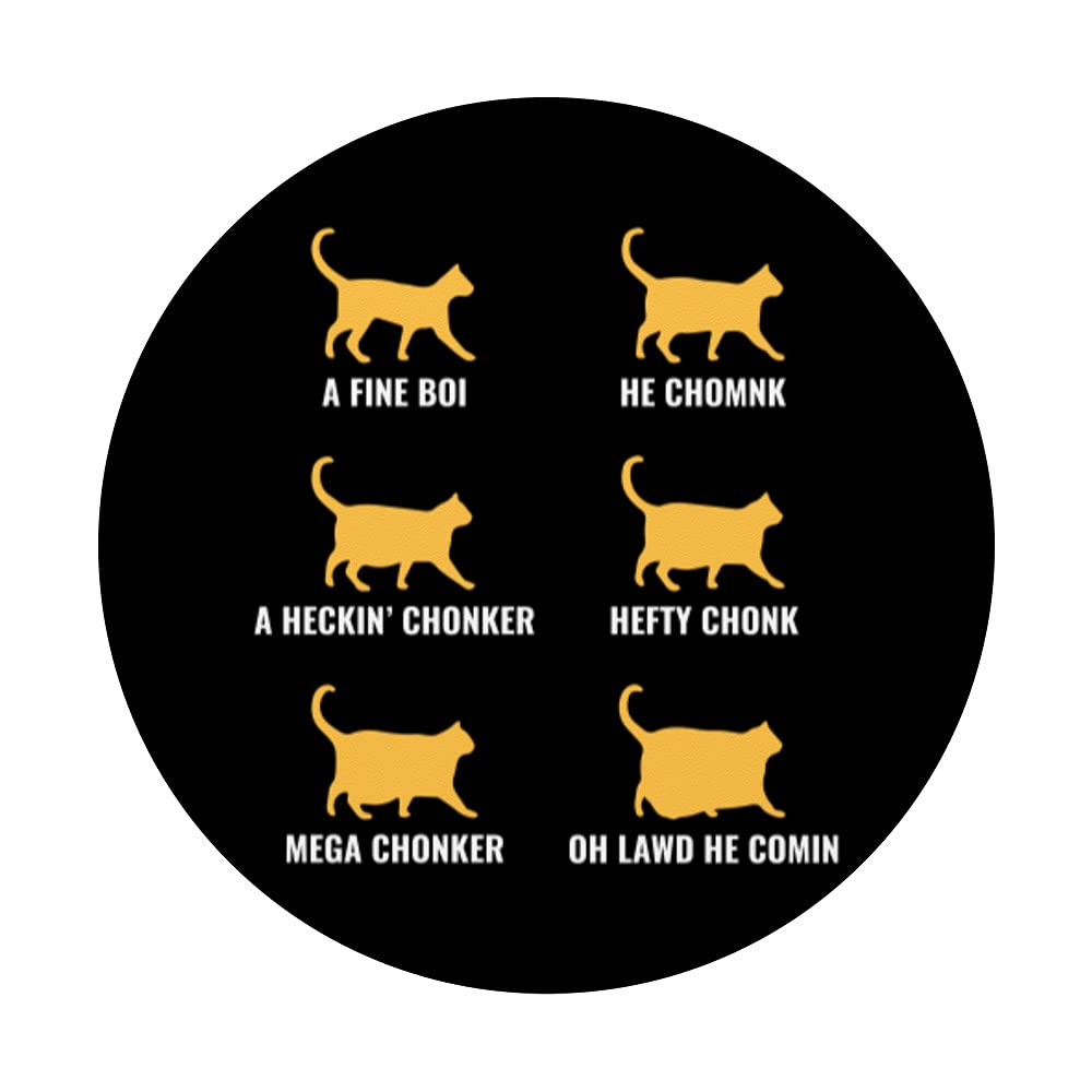 Funny Cat Meme PopSocket - Swappable PopGrip with Chonk Cat Evolution Chart | Perfect Gift for Cat Lovers | Use on Phones, Tablets & Laptops