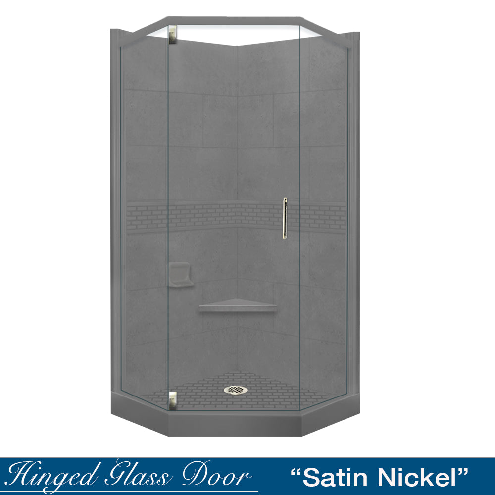 Neo Angle Wet Cement Sistine Stone & Classic Stone Accent DIY Shower Remodel Kit - Waterproof Bathroom Tile Backsplash for Modern Home Renovation