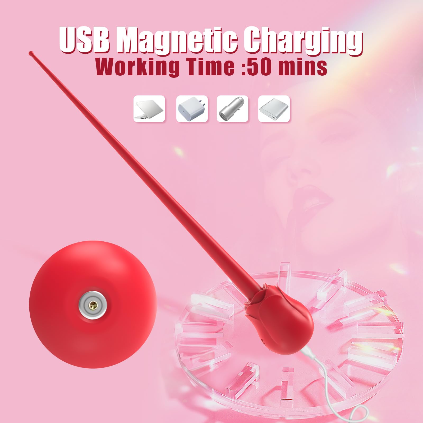 Premium Mini Rose Vibrator for Women - 7 Powerful Vibration Modes, Clitoral Stimulator & G-Spot Massager - Adult Sex Toy for Solo Play & Couples (Red) | Perfect for Romantic Nights & Spicing Up Your Relationship
