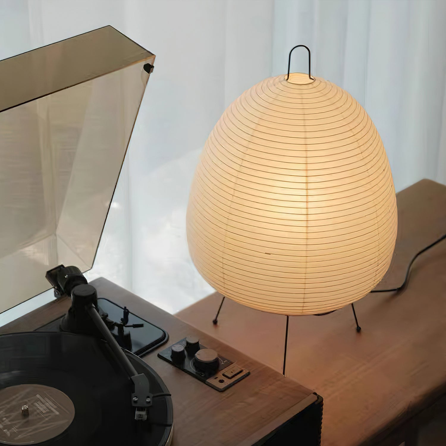 Akari Table Lamp - Modern Japanese Paper Light for Living Room, Bedroom & Office - Soft Ambient Lighting for Home Decor & Relaxation