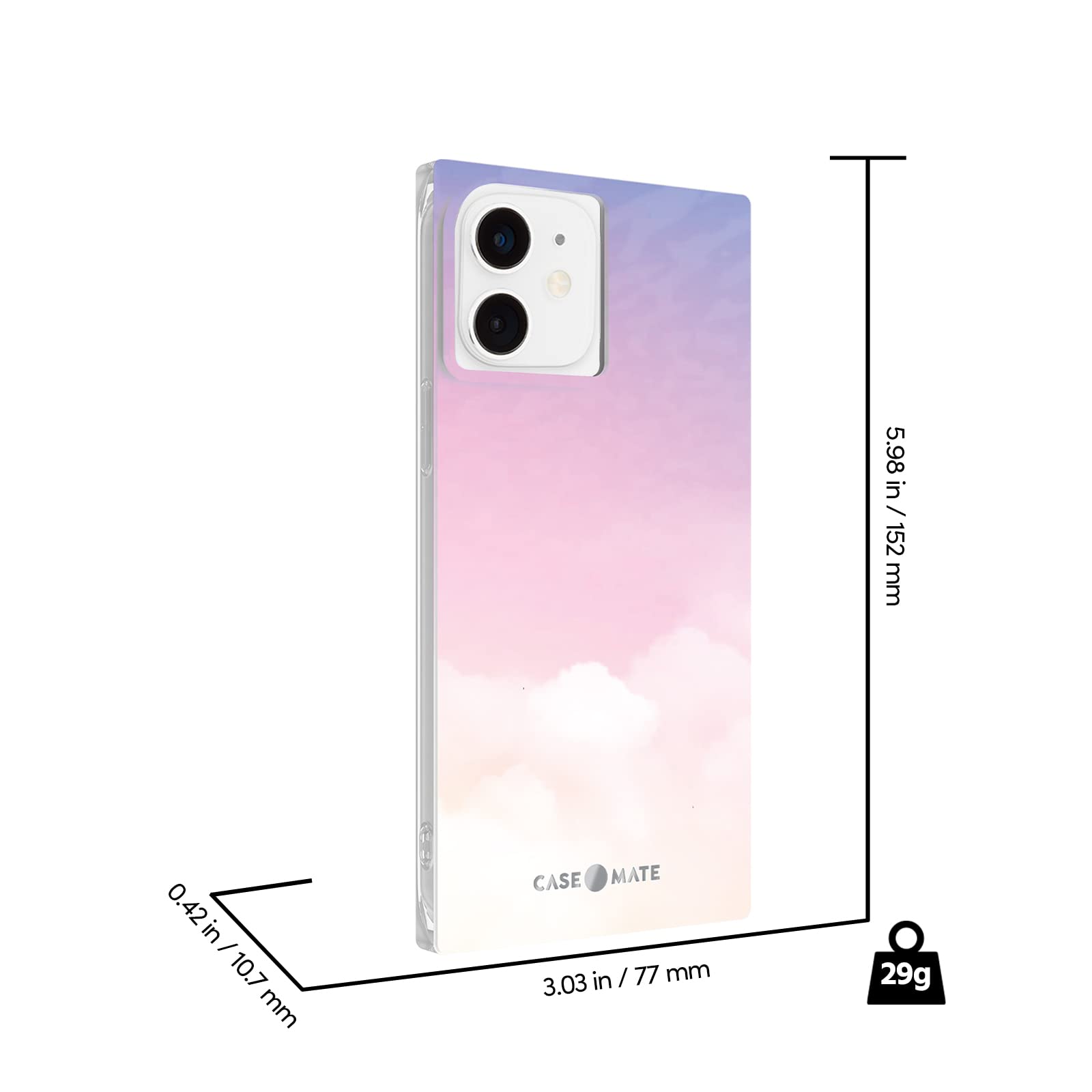 Case-Mate BLOX Square iPhone 12 & 12 Pro Case - Slim Lightweight Protective Cover with 10ft Drop Protection - Clouds Design - Perfect for Everyday Use & Outdoor Activities