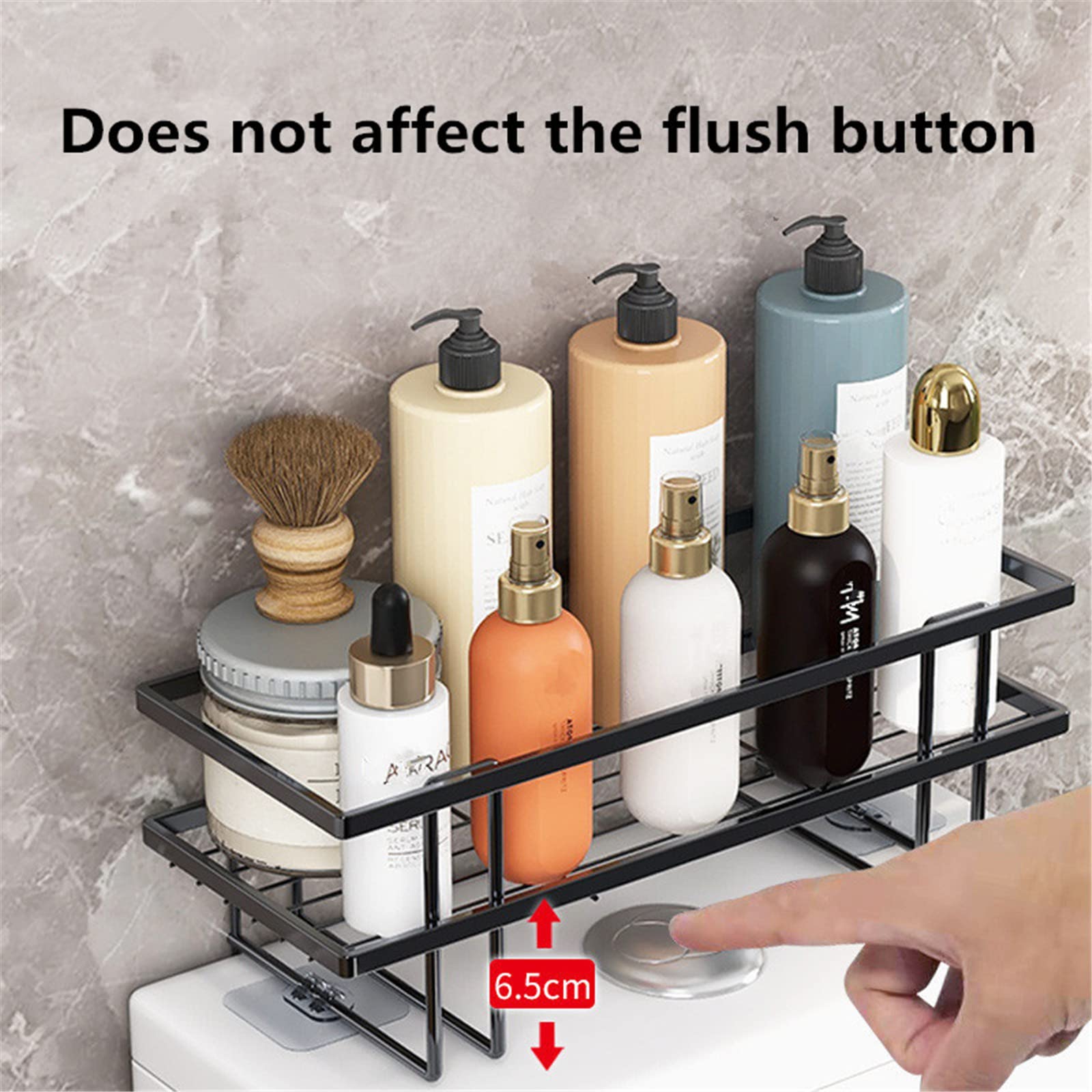 ASkinds Over Toilet Storage Shelf - No Drill Wall Mounted Bathroom Organizer with Hanging Hooks, Space Saving Toilet Cabinet for Small Bathrooms | Perfect for Towels, Toiletries & Bathroom Essentials (Black)