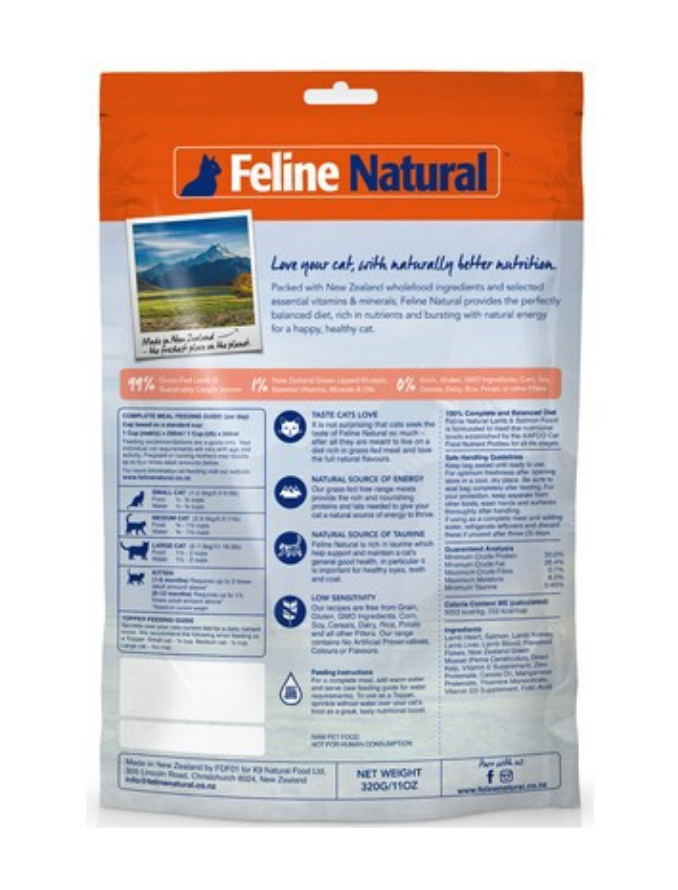 Premium Freeze-Dried Cat Food - Feline Natural Lamb & Salmon Recipe (320g) | Grain-Free, High-Protein, All-Natural Ingredients for Optimal Feline Health | Perfect for Indoor Cats, Kittens & Senior Cats