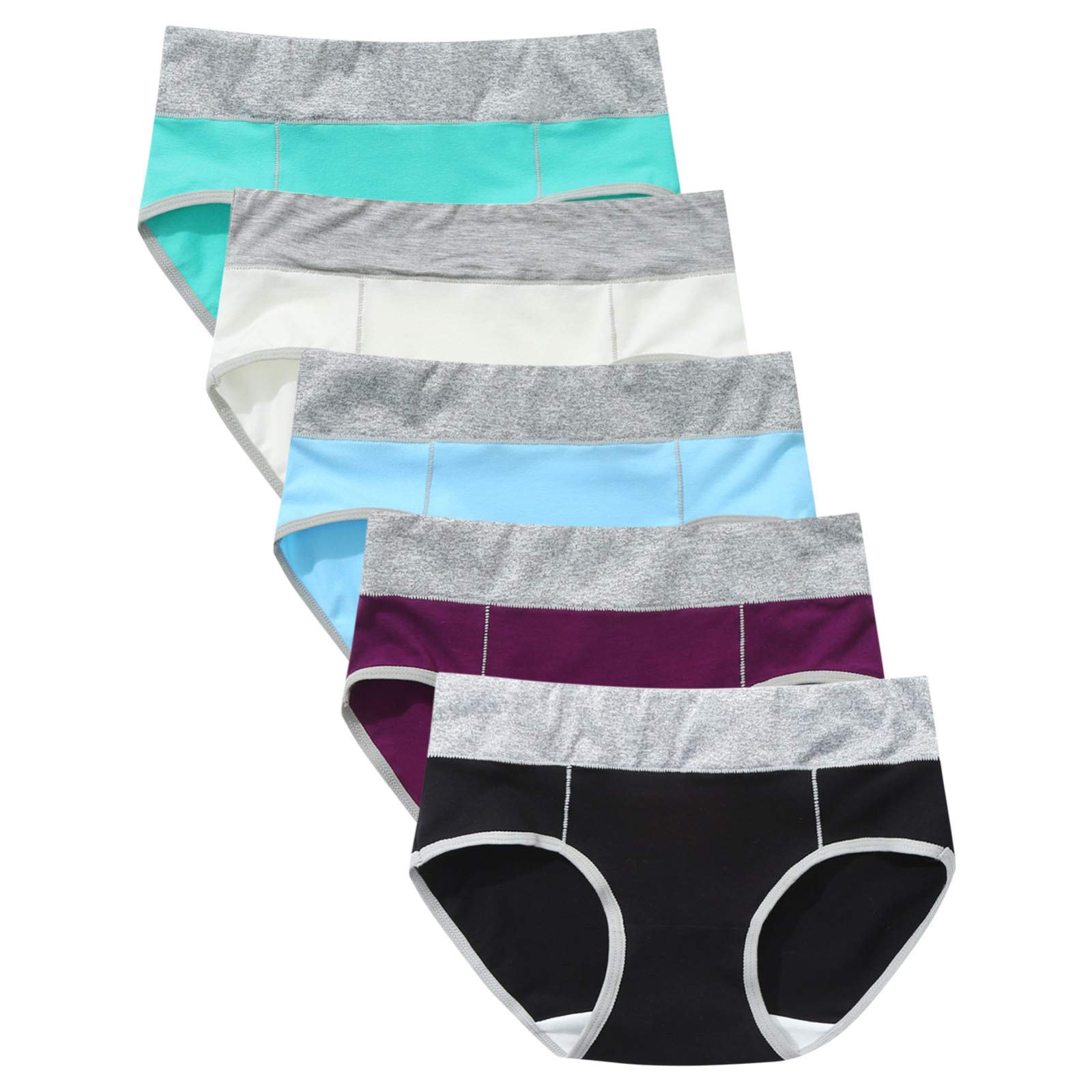 Tanga Underwear for Women - 5PC Patchwork Bikini Briefs Set | Comfortable Cotton Panties | Perfect for Daily Wear, Gym & Beach