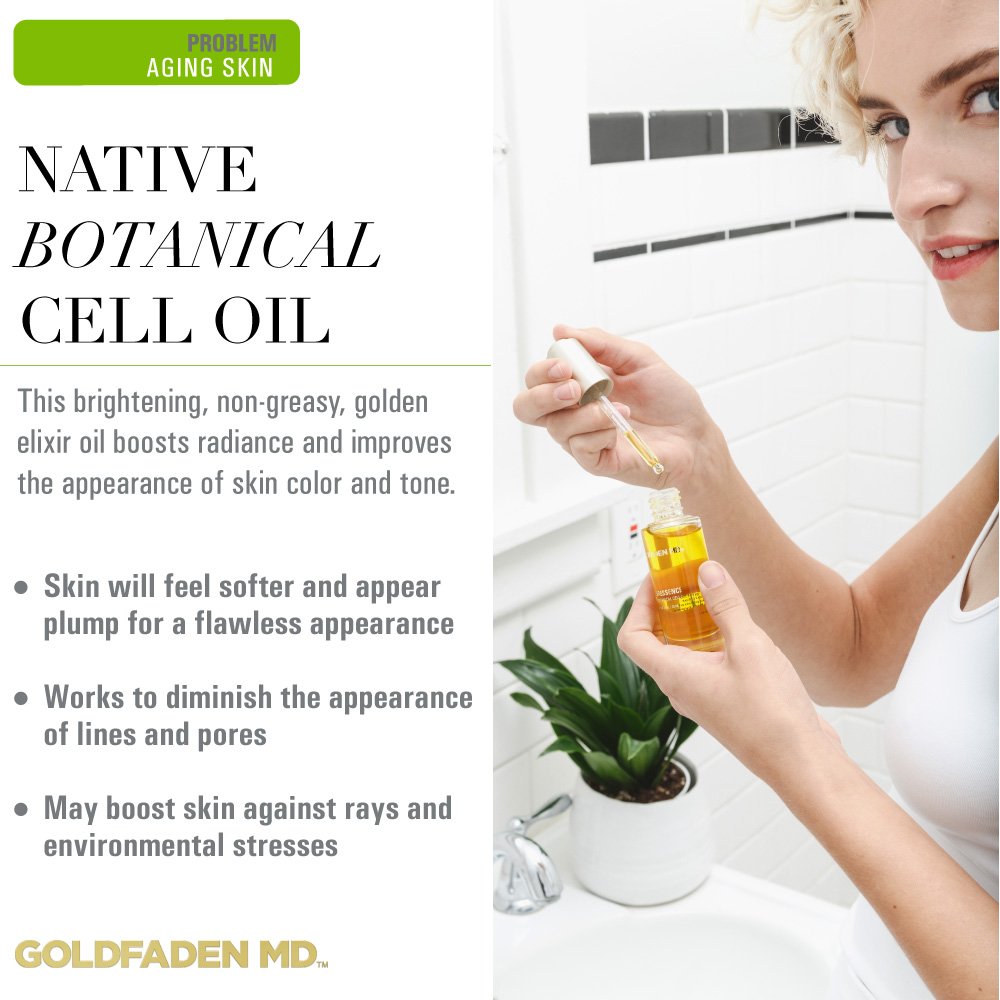 GOLDFADEN MD Fleuressence Native Botanical Cell Oil - 1 oz | Organic Facial Oil for Hydration & Anti-Aging | Perfect for Dry Skin & Nighttime Skincare Routine