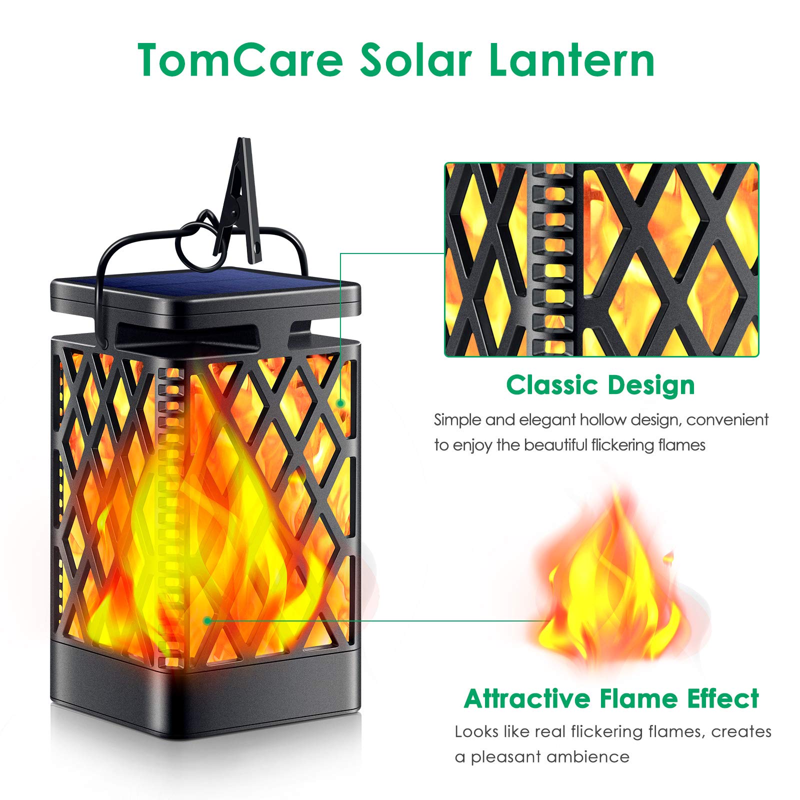 TomCare Solar Flickering Flame Torch Lights - Waterproof Outdoor Landscape Lighting for Garden, Patio, Yard, Pathway - Decorative Solar Powered LED Lights for Backyard, Deck, Walkway