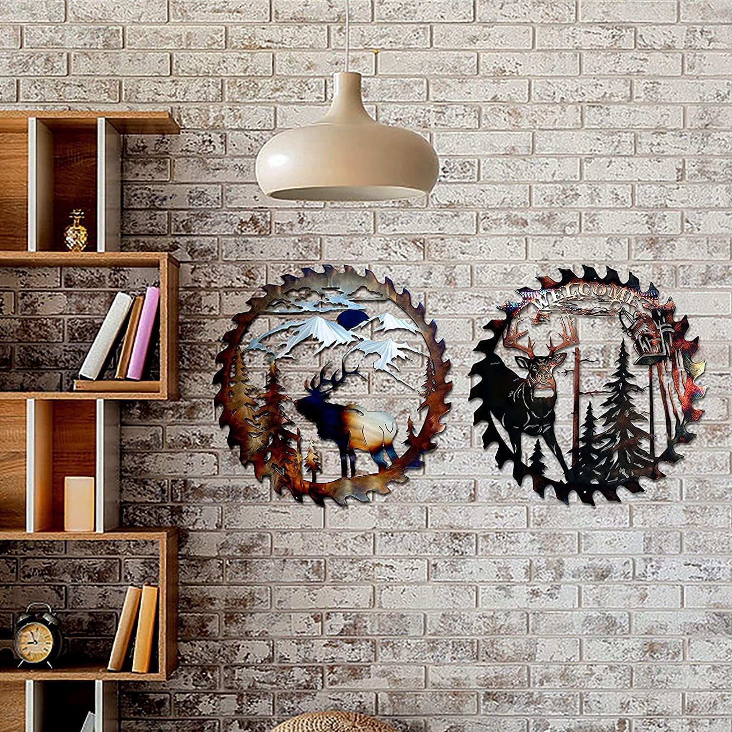 Metal Elk Wall Art - Handcrafted Saw Blade Elk Decor for Home - Rustic Indoor Wall Hanging for Living Room, Bedroom, Bathroom - Perfect for Cabin, Lodge & Western Style Decor