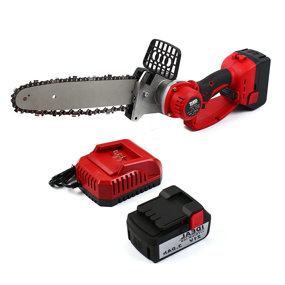 21V 10-Inch Brushless Cordless Chainsaw Kit with 2 Batteries & Charger - Lightweight Electric Chain Saw for Wood Cutting, Tree Trimming, Farm & Garden Use