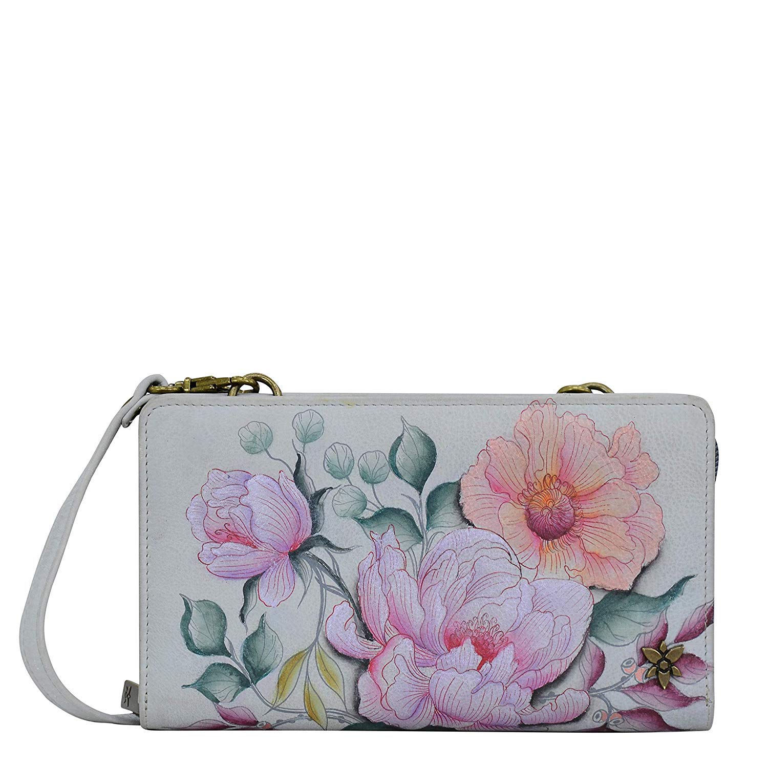 Anuschka Hand-Painted Genuine Leather RFID Blocking Women's Wallet with Floral Design - Perfect for Travel, Shopping & Everyday Use
