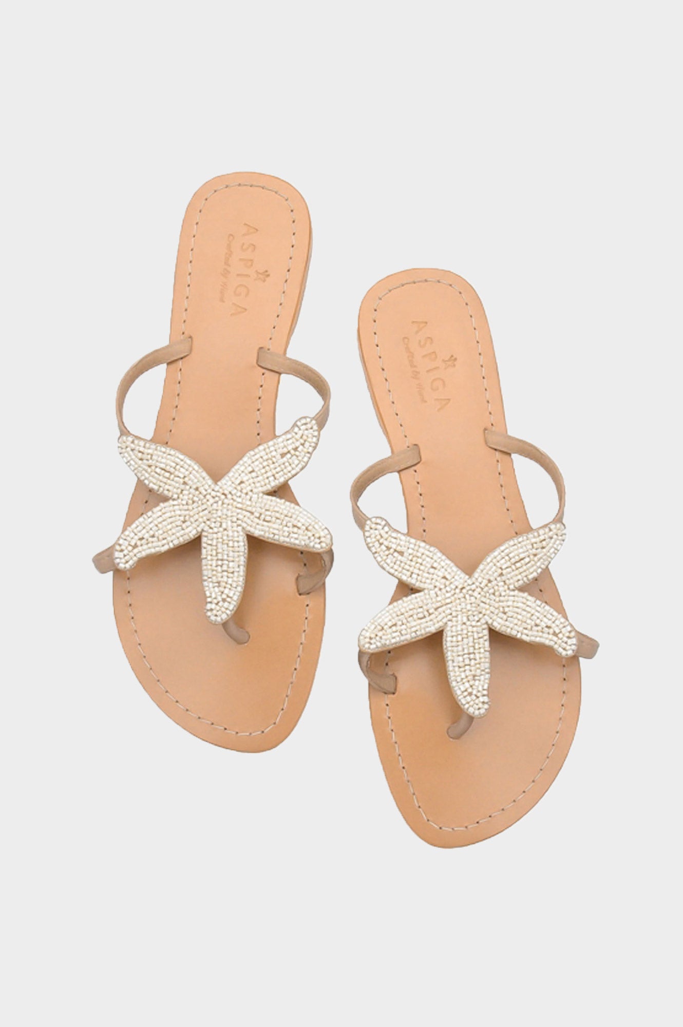 Starfish Leather Sandals for Women - Comfortable White Beach Sandals with Soft Leather Straps | Perfect for Summer Vacations, Beach Weddings & Casual Outings