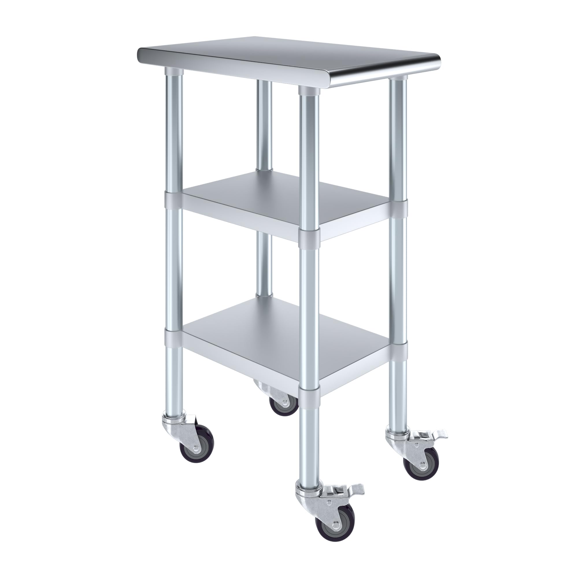 AmGood Stainless Steel Work Table with 2 Shelves & Wheels - Heavy Duty Metal Utility Table 15