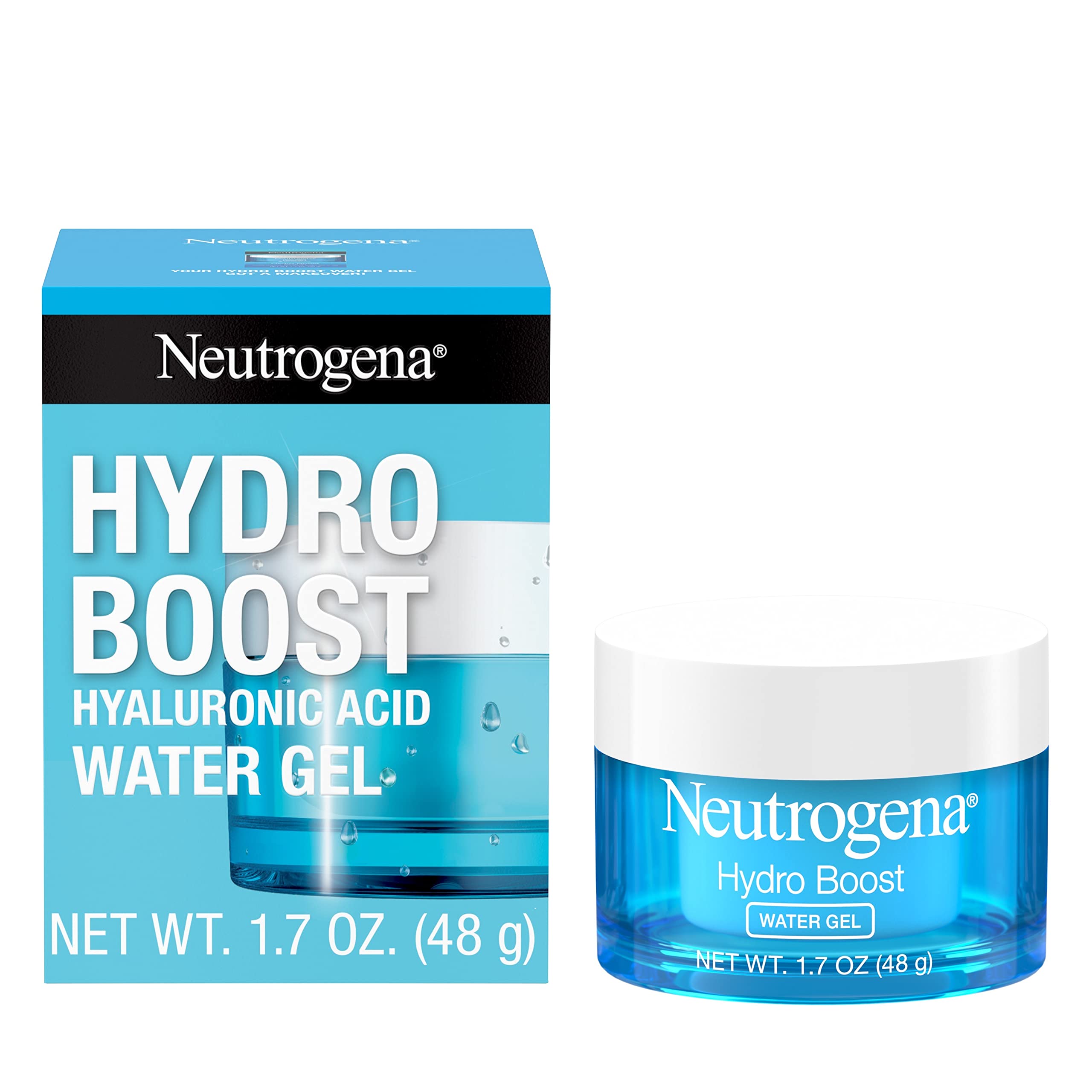 Neutrogena Hydro Boost Hyaluronic Acid Water Gel Moisturizer - Oil-Free, Non-Comedogenic Face Lotion for Dry Skin, 1.7 fl oz | Daily Hydration for Glowing Skin at Home & Travel
