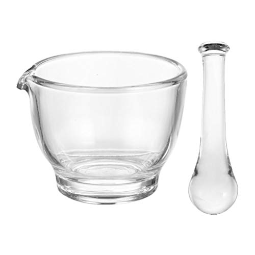 Premium 2-Piece Glass Mortar and Pestle Set - Handheld Herb Grinder, Spice Crusher & Pill Mixer for Kitchen, Pharmacy & DIY - Perfect for Grinding Herbs, Spices, Medicines & Making Pastes