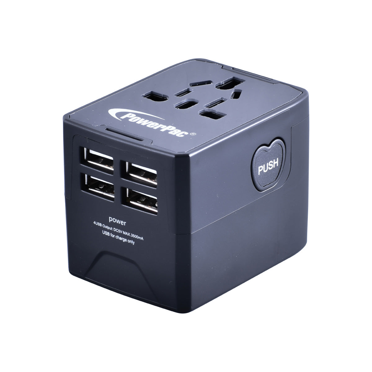 Universal Travel Adapter with USB Smart Fast Charger - Multi Country International Power Converter with 4 USB Ports & 3 AC Outlets, Neon LED Indicator for USA Europe UK Asia - Perfect for Travel, Business Trips & Charging Devices Anywhere