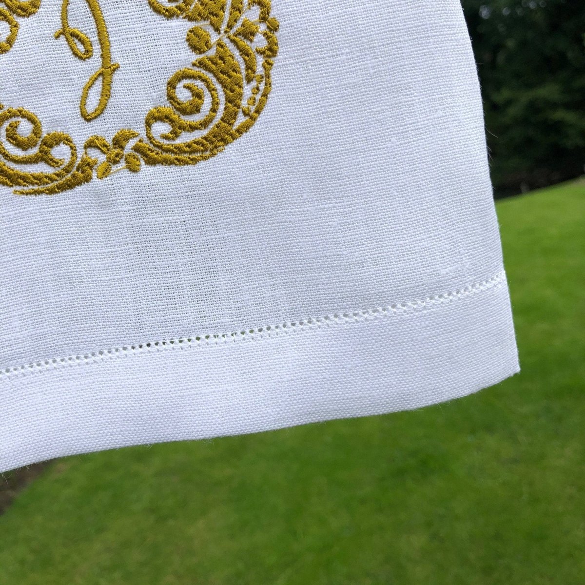 Personalized Monogram White Linen Pumpkin Towel - Perfect for Fall Decor, Thanksgiving Table Setting & Autumn Home Accents