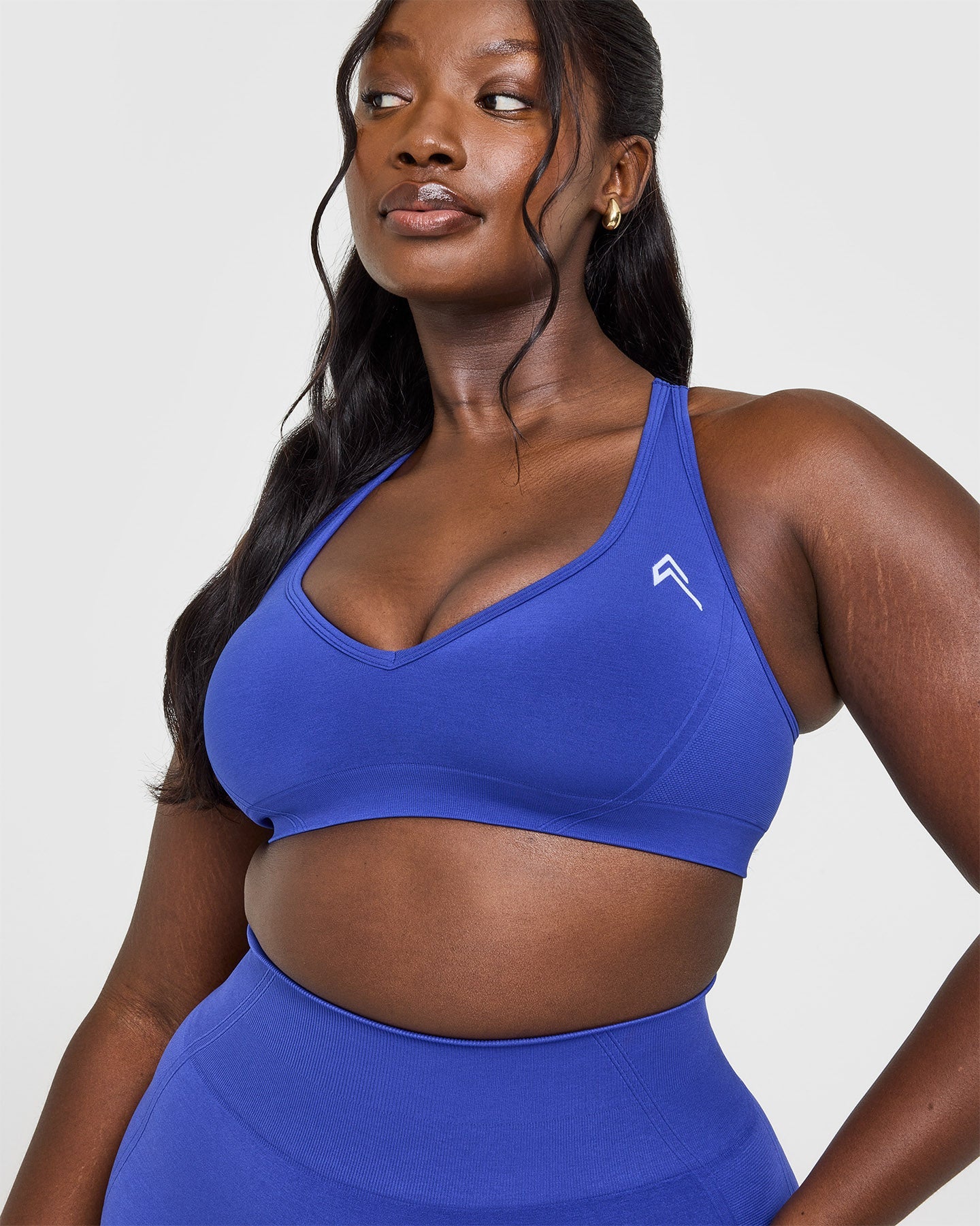 High-Performance Seamless Racerback Sports Bra for Women - Breathable & Supportive Workout Top in Space Blue | Ideal for Yoga, Running & Gym Fitness