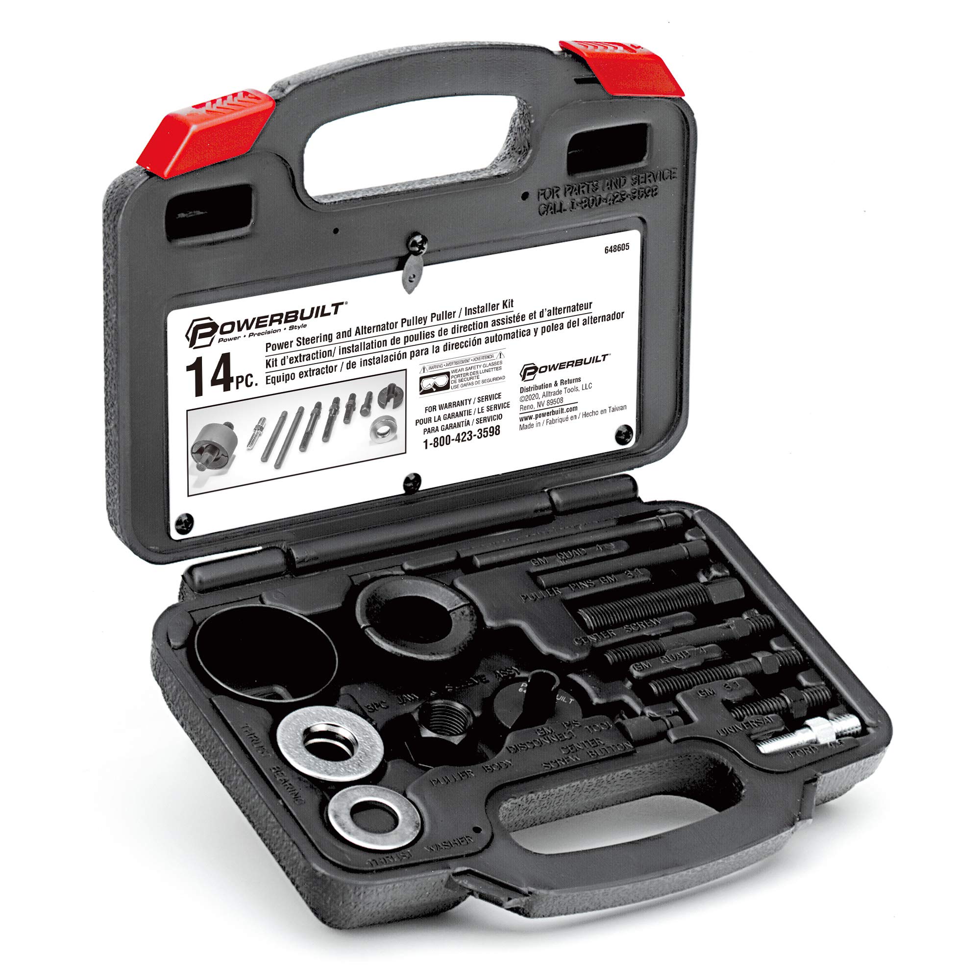 Powerbuilt Power Steering Pulley and Alternator Pulley Tool Set with Cardone New Power Steering Pump Pulley - Professional Automotive Repair Kit for DIY Car Maintenance & Engine Repair