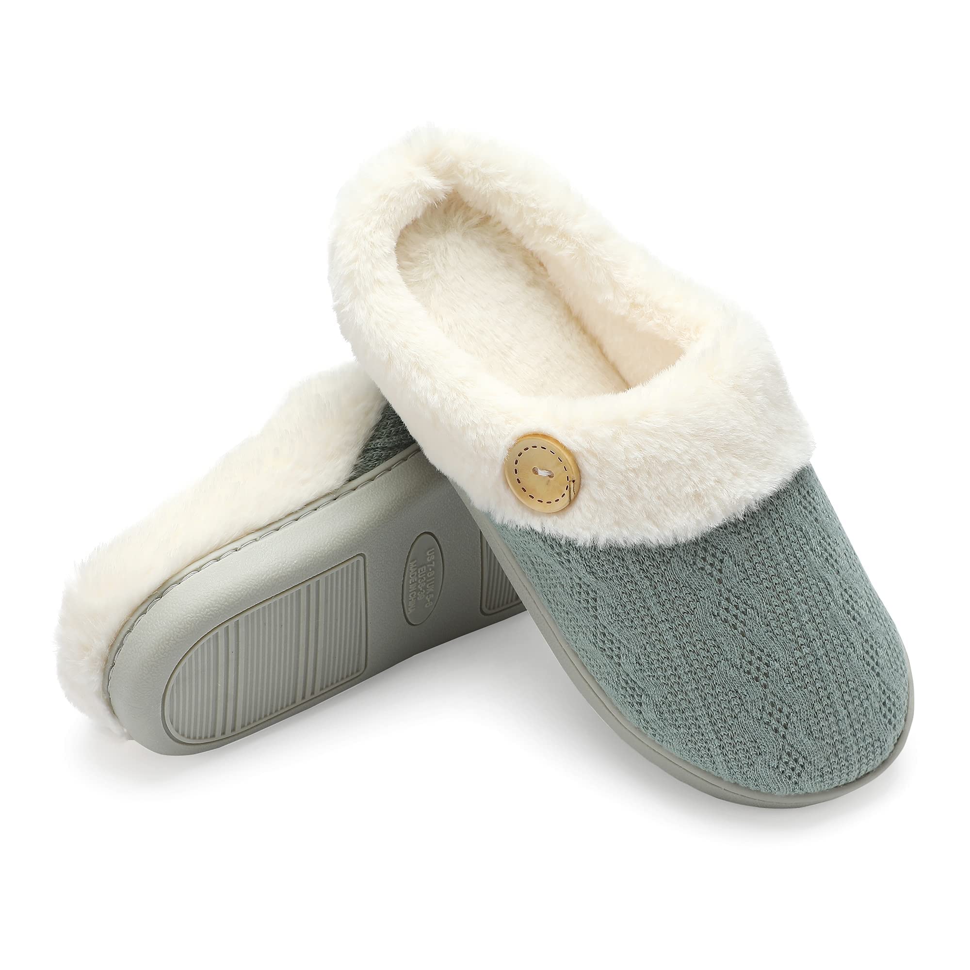Women's Fuzzy Comfy Warm House Slippers - Soft Plush Knitted Indoor/Outdoor Winter Slippers for Women | Perfect for Lounging at Home, Running Errands & Cold Weather Comfort