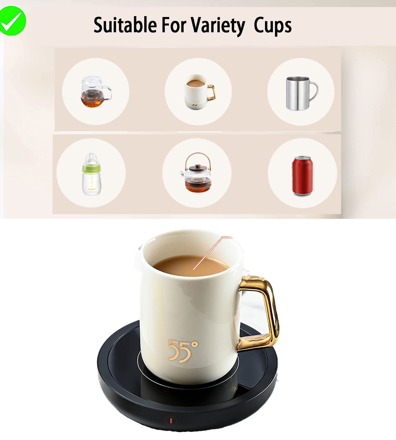 Verve Jelly Electric Coffee Mug Warmer - 3 Adjustable Temperature Settings, 4H Auto Shut Off, Keeps Tea, Coffee & Milk Warm - Perfect for Office, Home Desk & Dorm Room Use