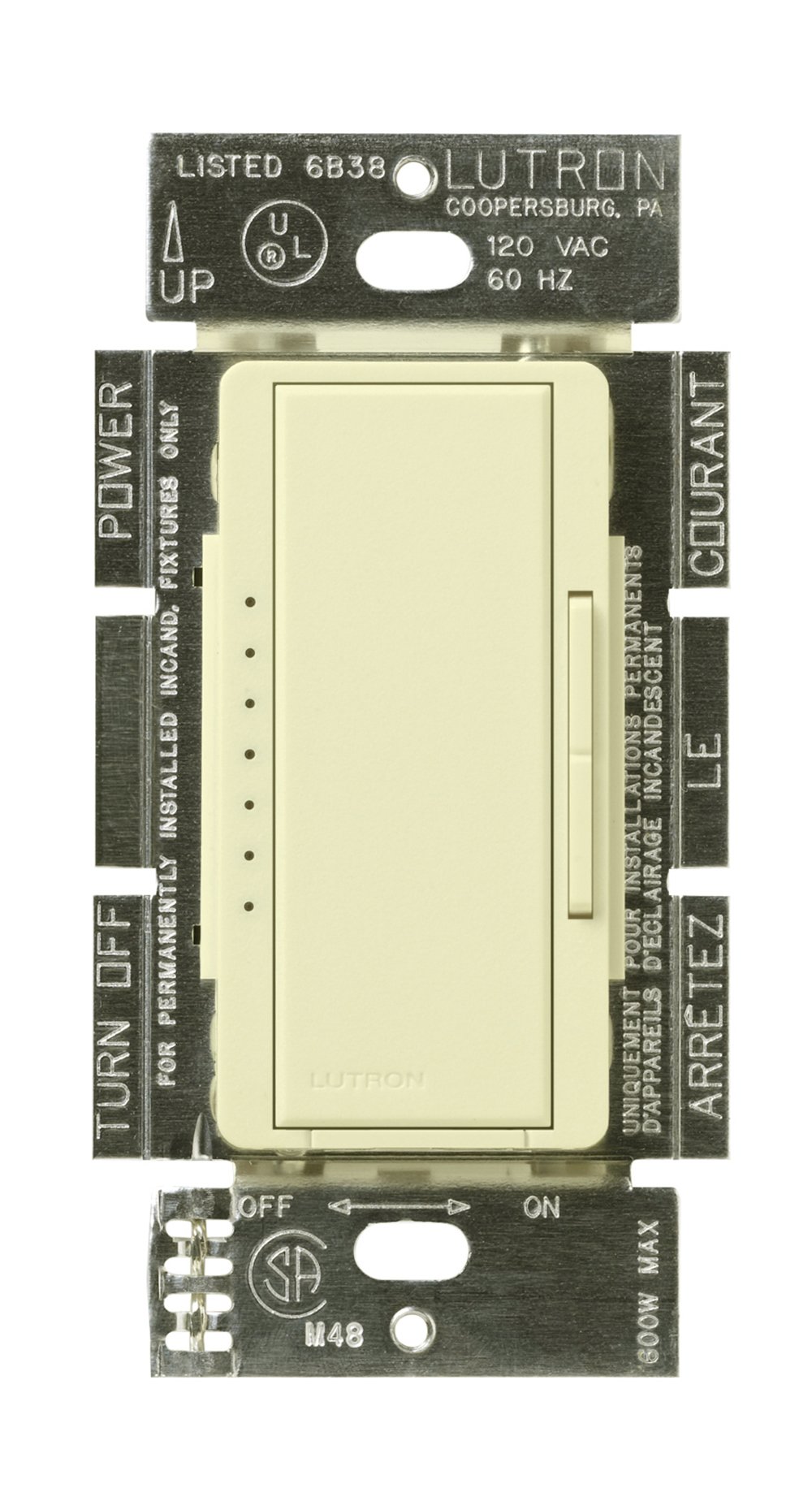 Lutron Maestro 1000-Watt Dimmer Switch for Incandescent & Halogen Lights - Single Pole/Multi-Location - Almond (MA-1000-AL) - Perfect for Bedroom, Living Room & Dining Room Lighting Control
