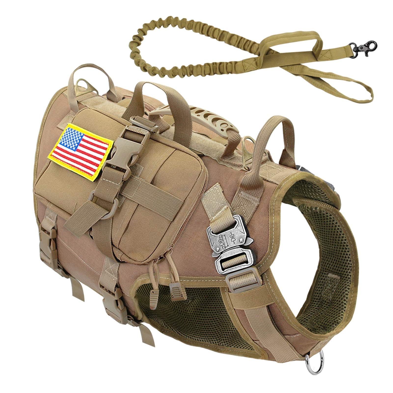 YCZOD Tactical Dog Harness - No Pull Military Vest for Medium & Large Dogs | Adjustable Pet Harness with Pouches for Training, Hiking & Outdoor Adventures